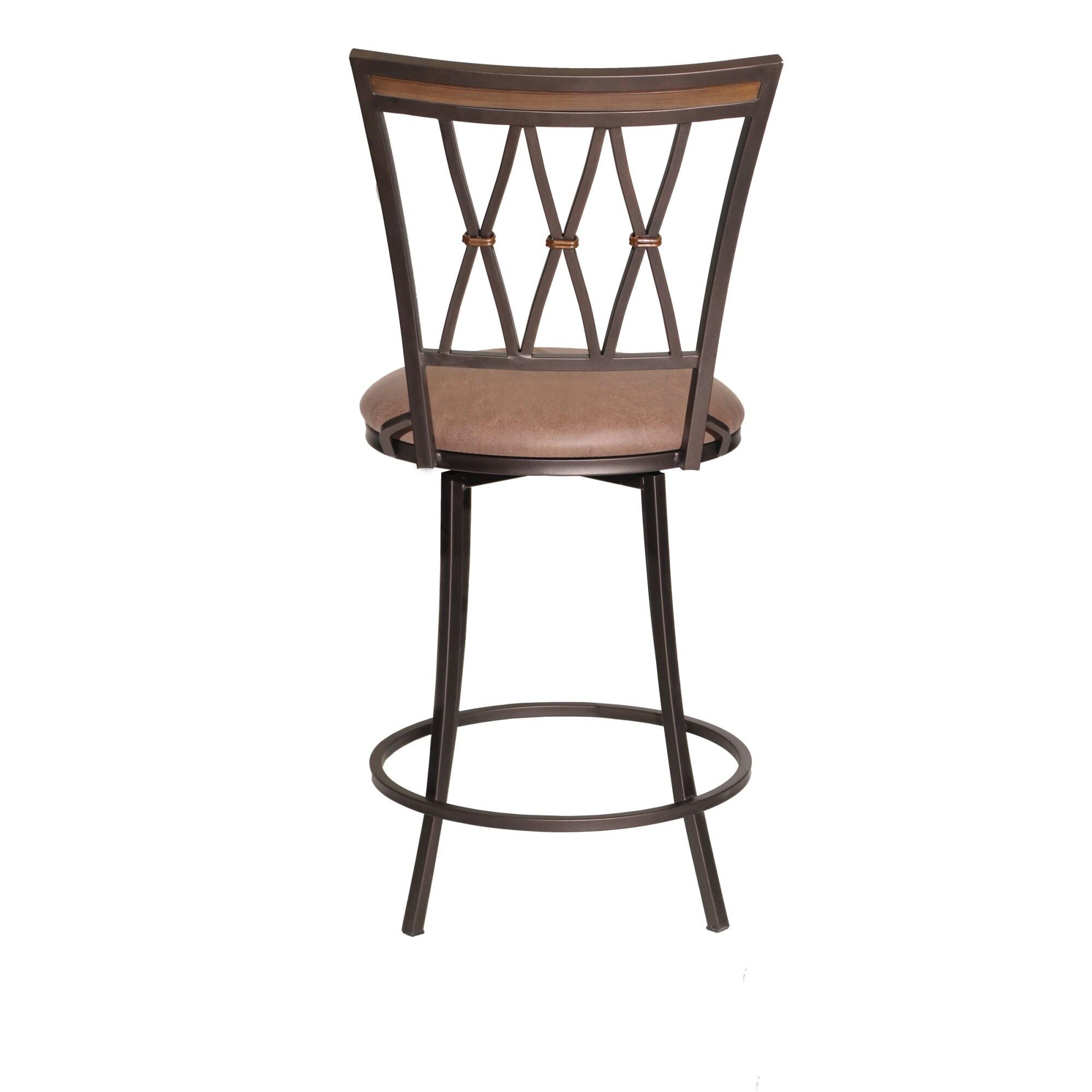 Sedona Swivel Metal Counter Stool with Camel Brown Microsuede Seat