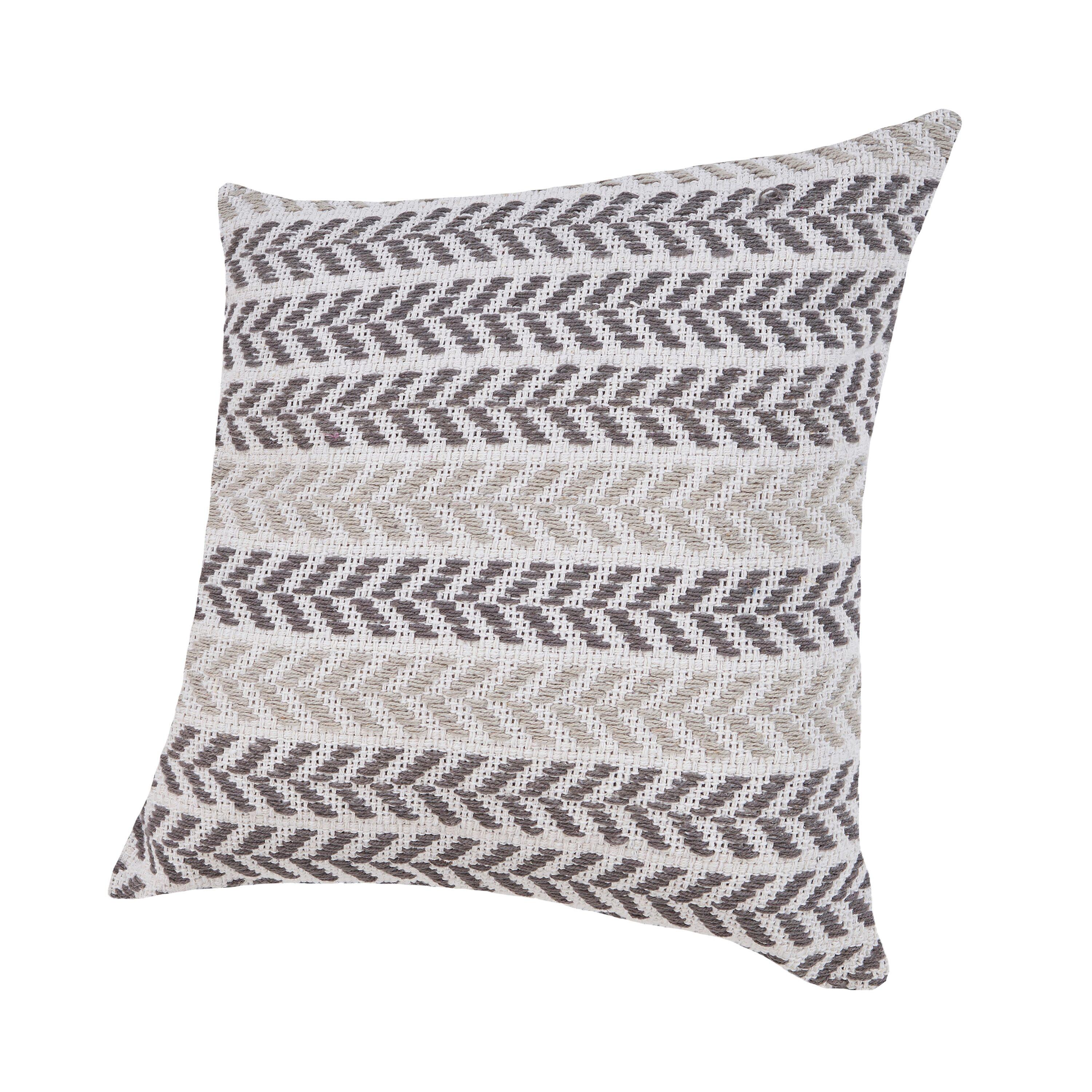 Gray Chevron Cotton Square Throw Pillow 18" x 18"