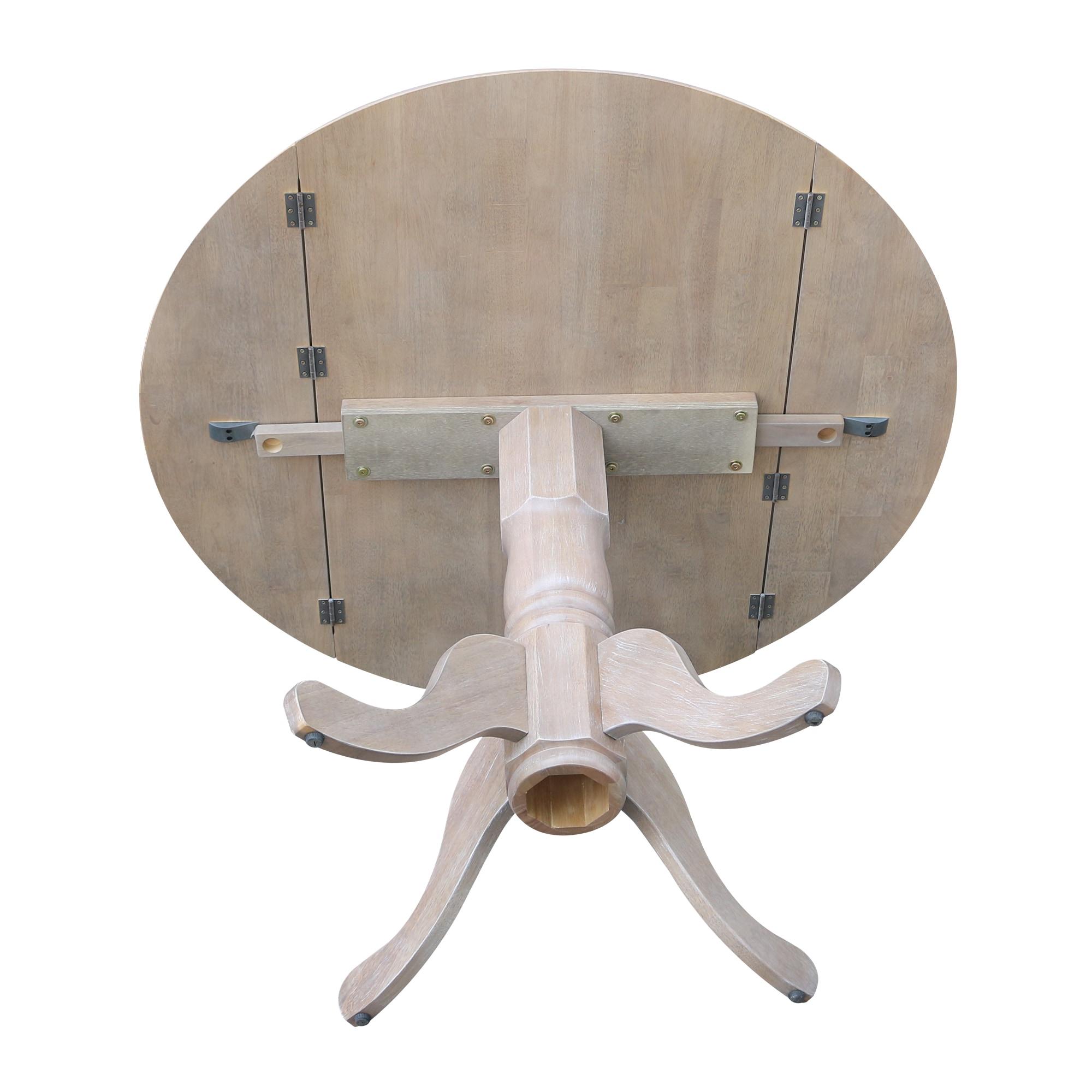 42" Mason Round Dual Drop Leaf Extendable Dining Table - International Concepts: Seats 4, Pedestal Base