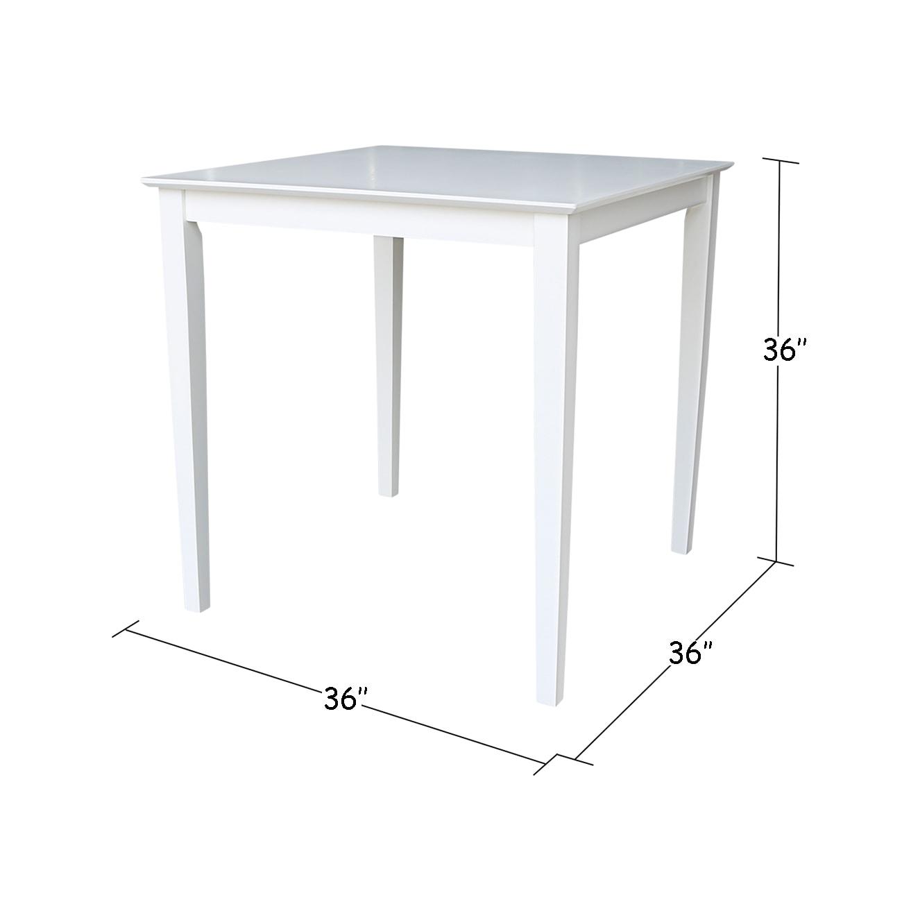 International Concepts Solid Wood 36" Square Counter Height Dining Table White: 4-Seat, Non-Extension, Wood Frame