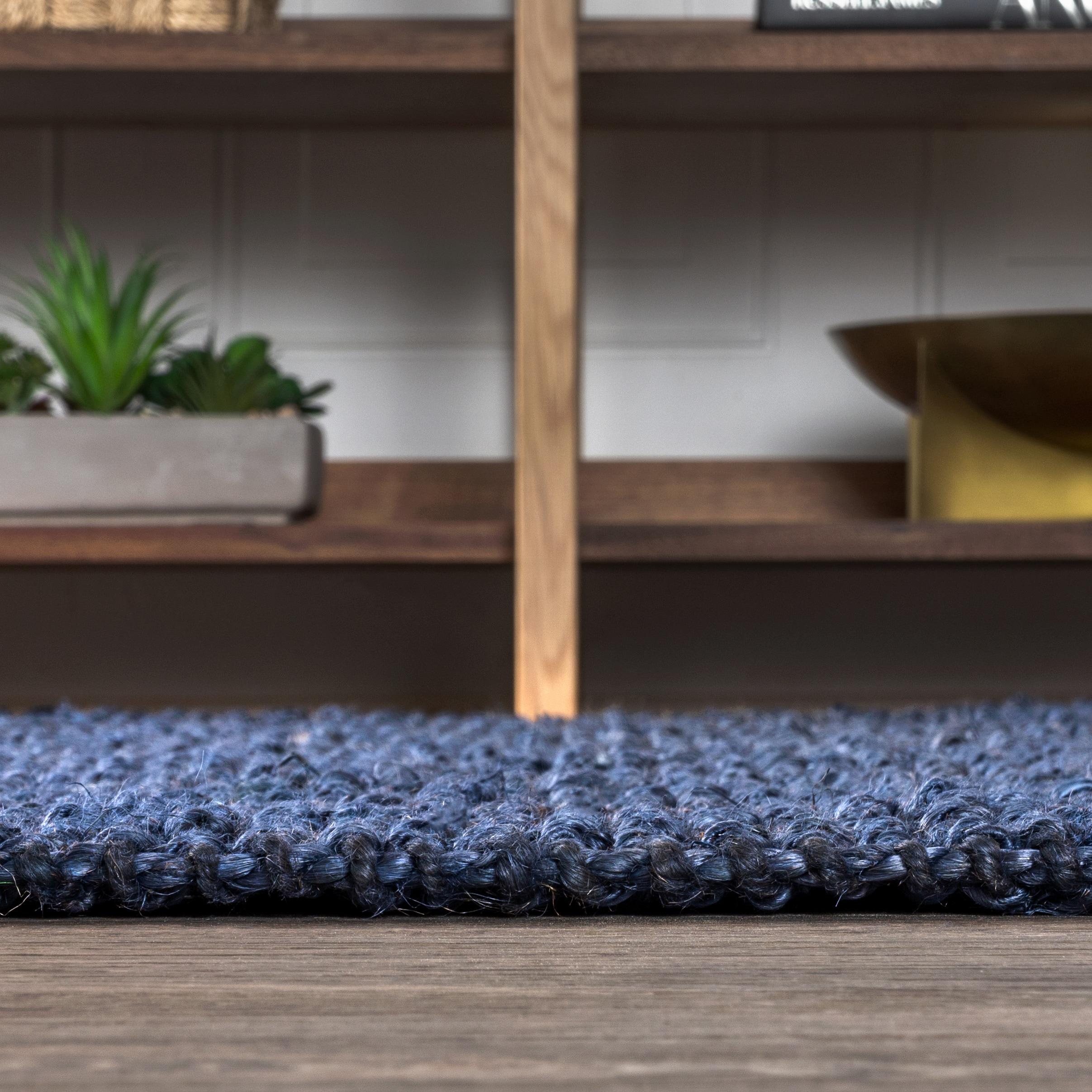 3'x5' Pata Hand Woven Chunky Jute Area Rug, Navy - JONATHAN Y