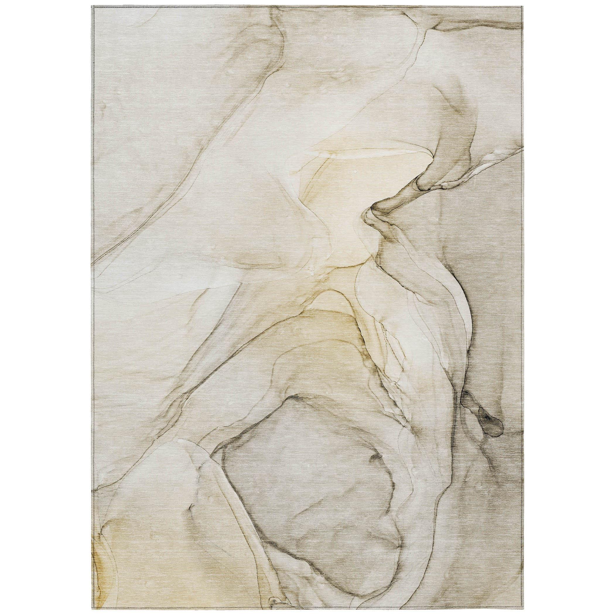 Addison Rugs Chantille ACN502BG 5 x 7 (ft) Polyester Beige Rectangular Indoor/Outdoor Stripe Machine washable Area rug