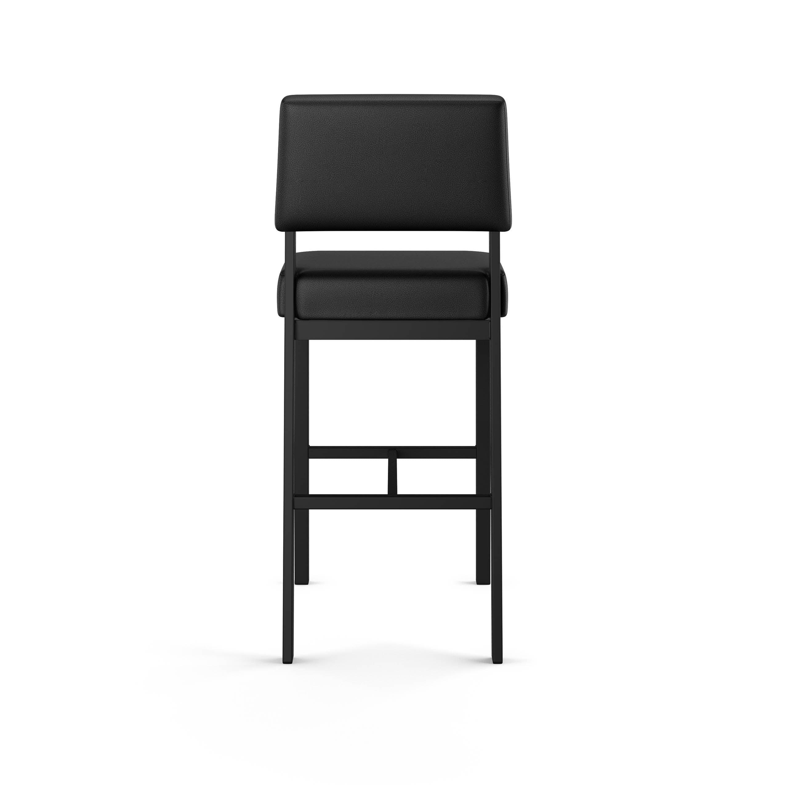 Amisco Avery 26 In. Counter Stool - Black Faux Leather / Black Metal