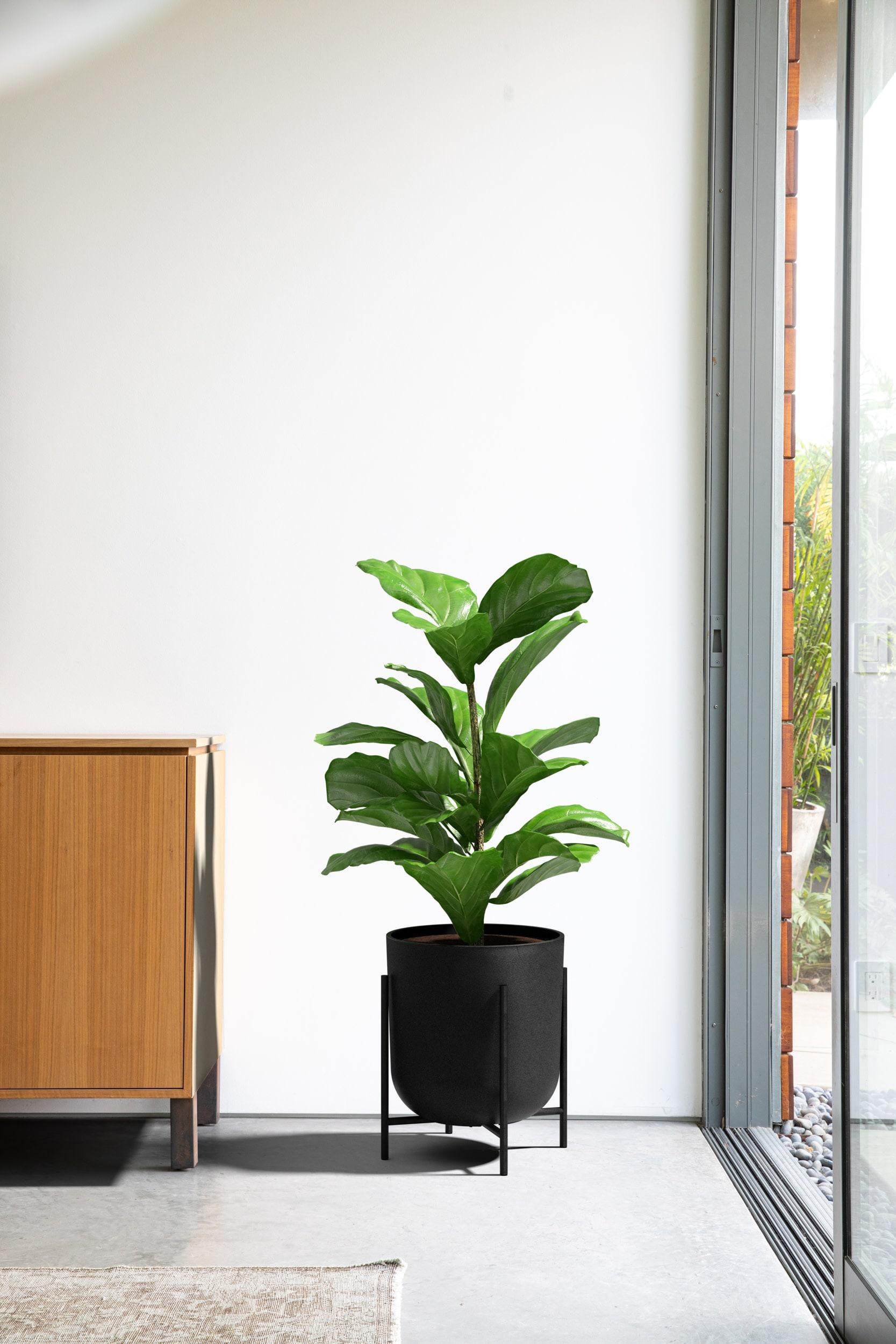 Veradek Mason Series Raised Kona 15" Plastic-Stone Planter with Stand - (Black/1 Pack)