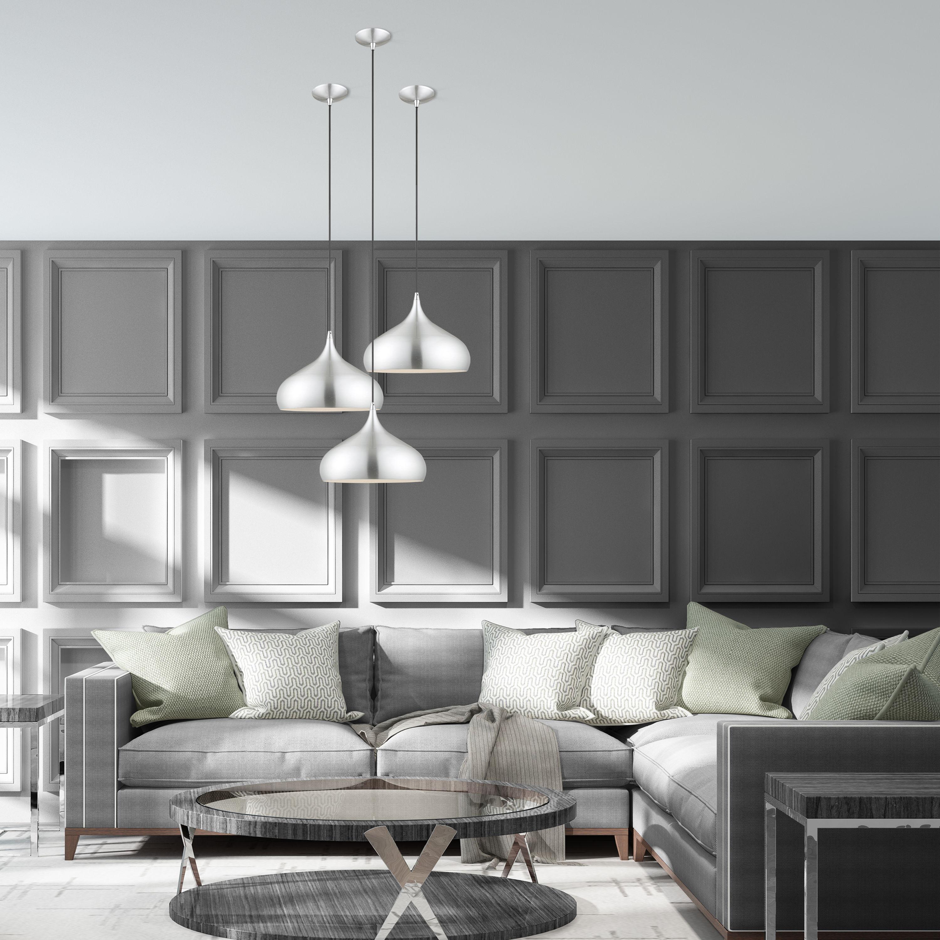 Livex Lighting Metal Shade 1 - Light Pendant in  Brushed Aluminum