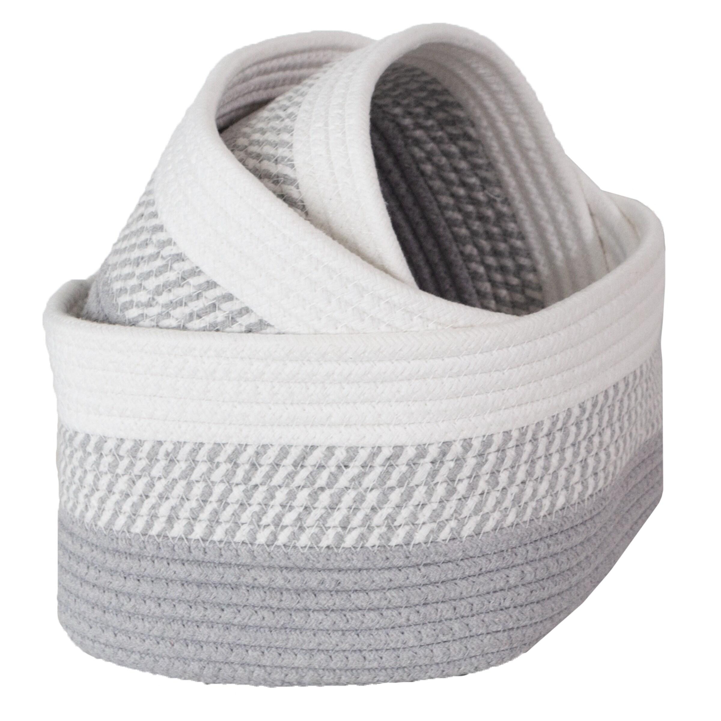 Home-Complete 3pc Storage Basket Set Gray: Cotton Cloth Bins for Shelves, Square Decorative Organizers, Hand Washable