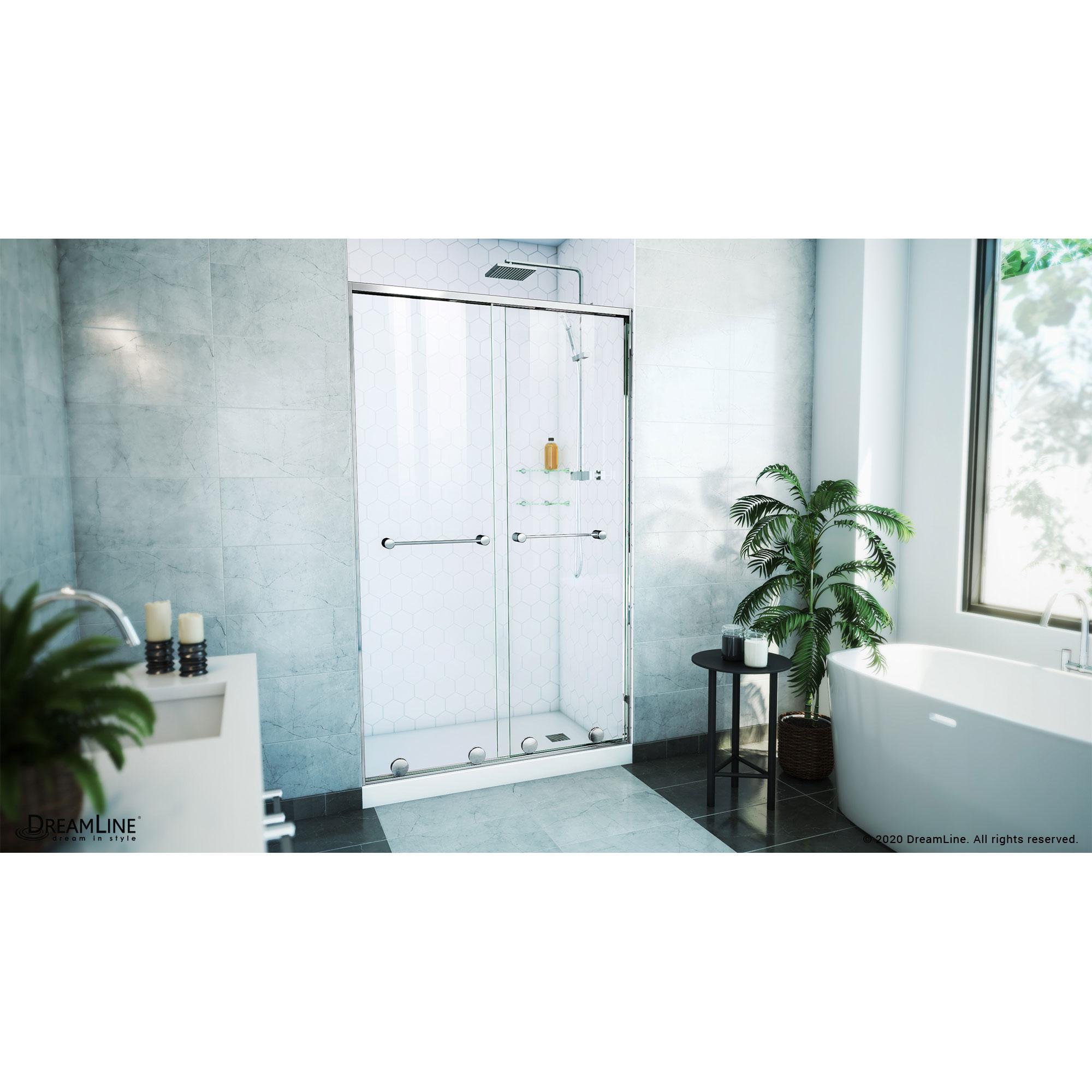 Dreamline Sdha48w760vxx Harmony 76" High X 48" Wide Bypass Semi Frameless Shower Door -