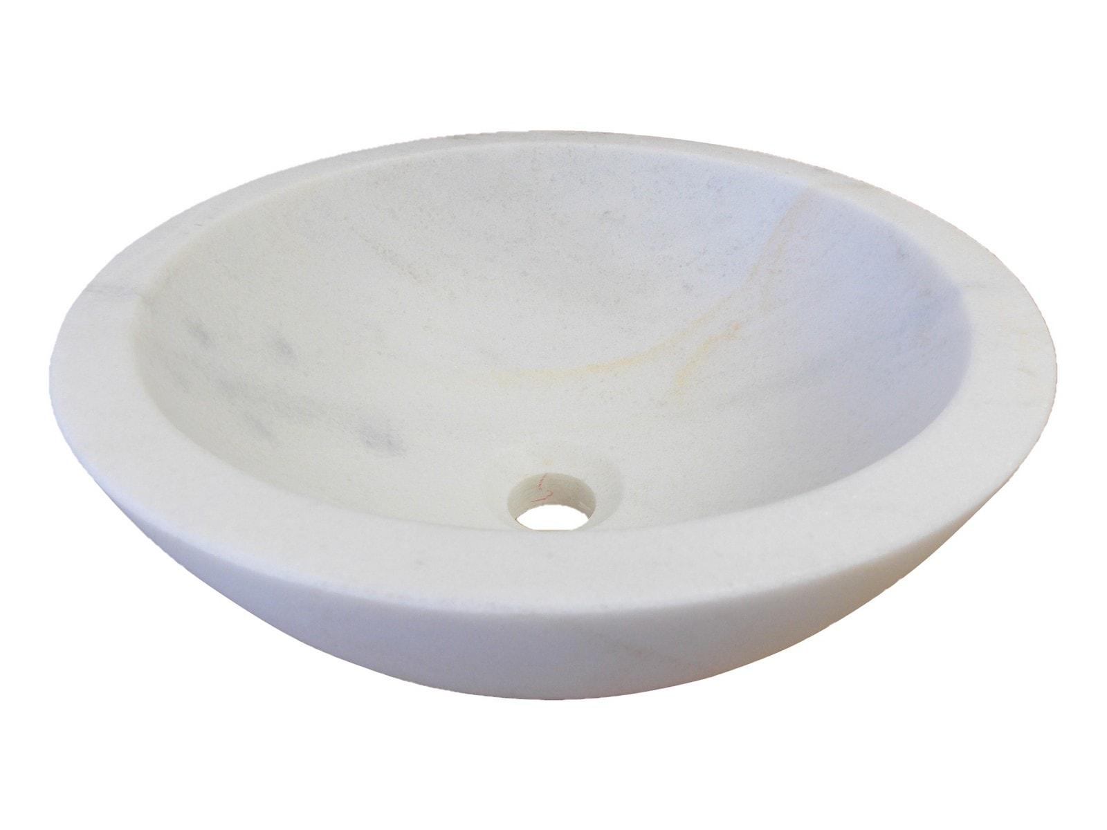 Eden Bath 14'' White Stone Circular Bathroom Sink