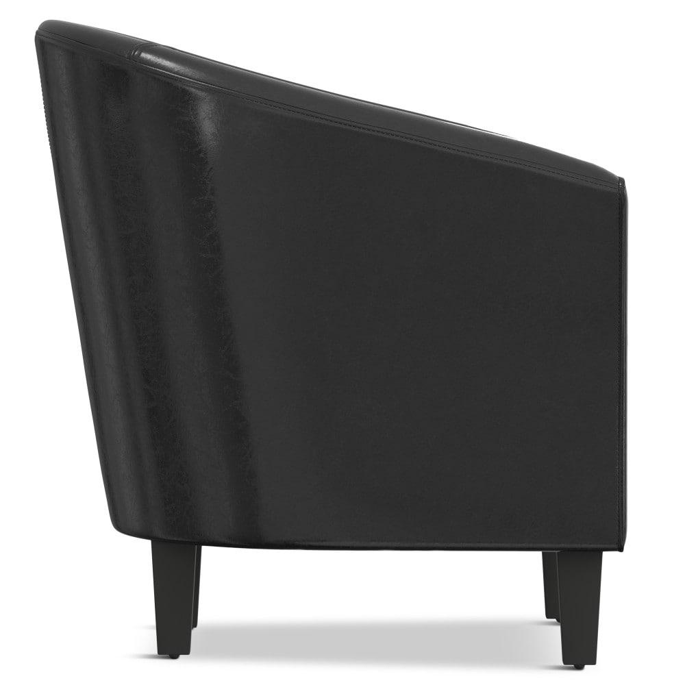 Simpli Home Austin 30"W Upholstered Vegan Faux Leather Contemporary Tub Accent Chair with High Arms and Deep Seat