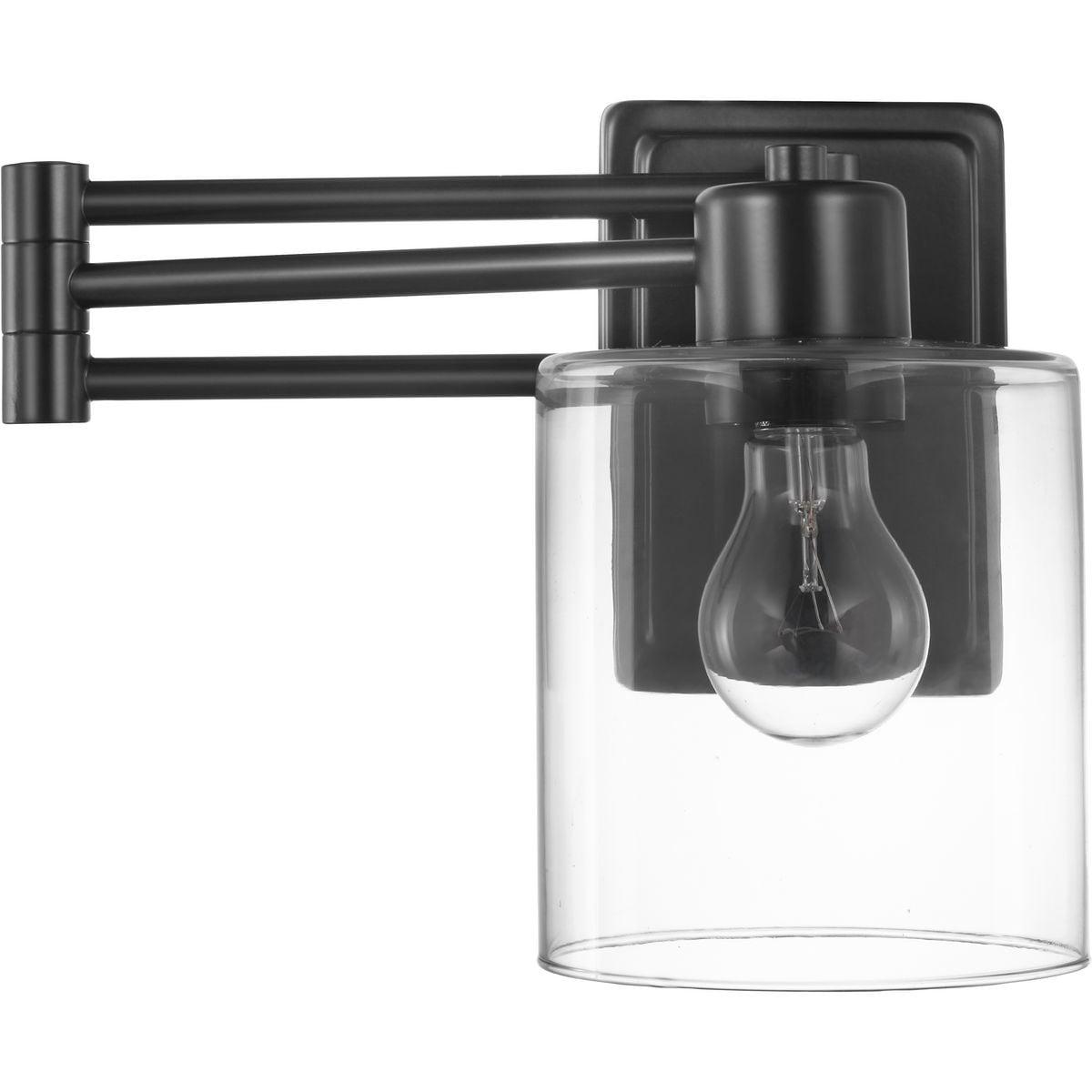 Progress Lighting Milner 1-Light Wall Bracket, Black, Clear Glass Shade