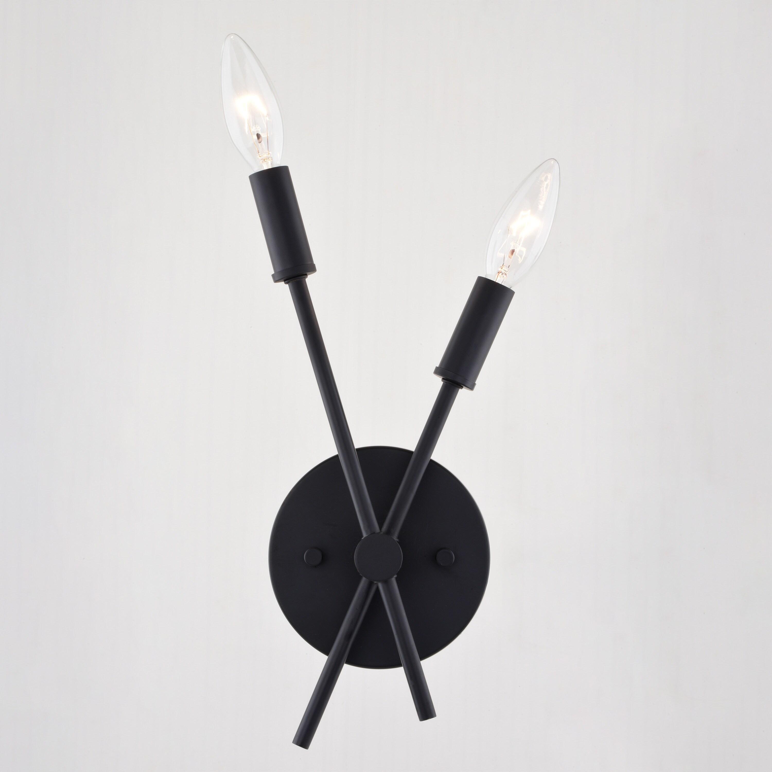 Warwick 2 Light Matte Black Contemporary Candelabra Wall Sconce