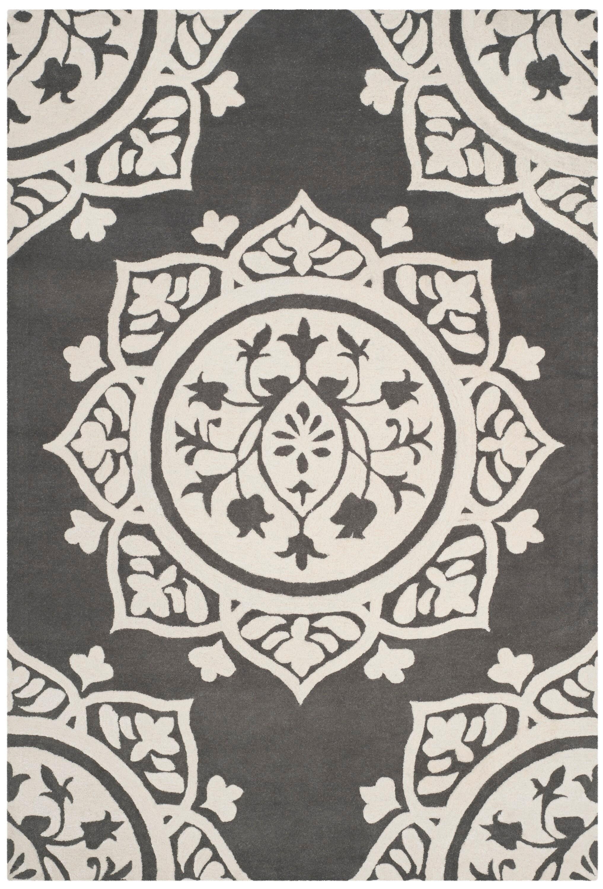 Bella BEL136 Hand Tufted Indoor Area Rug - Dark Grey/Ivory - 6'x9' - Safavieh