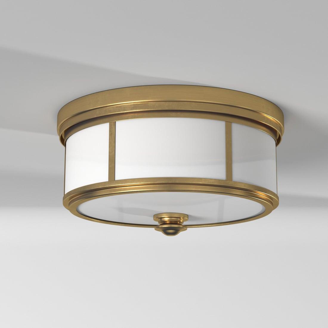 Minka Lavery Modern Ceiling Light Flush Mount Fixture 13 1/2" Liberty Gold Etched Opal Glass Shade for Bedroom Kitchen Living Room