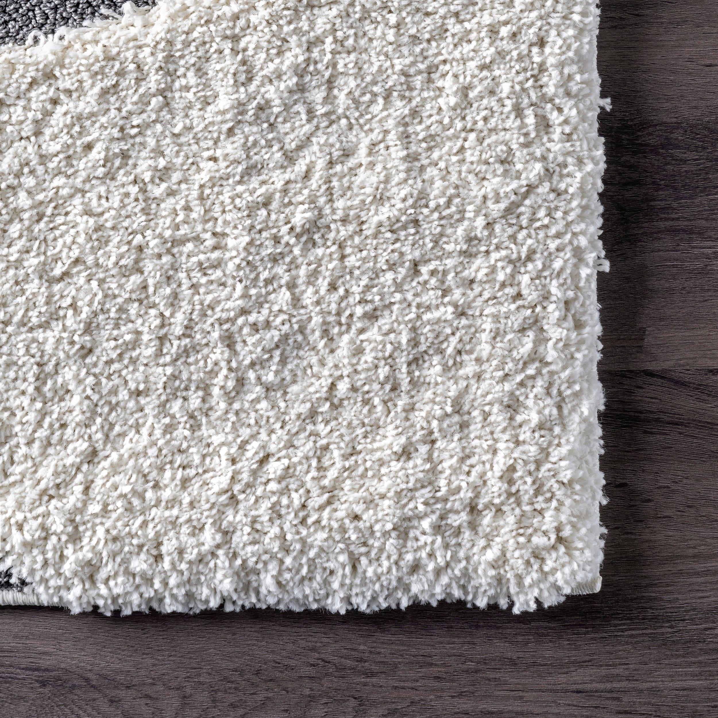 Nuloom Carolyn Abstract 7x9 Shag Indoor Area Rug for Living Room Bedroom Dining Room Nursery, Beige/Grey