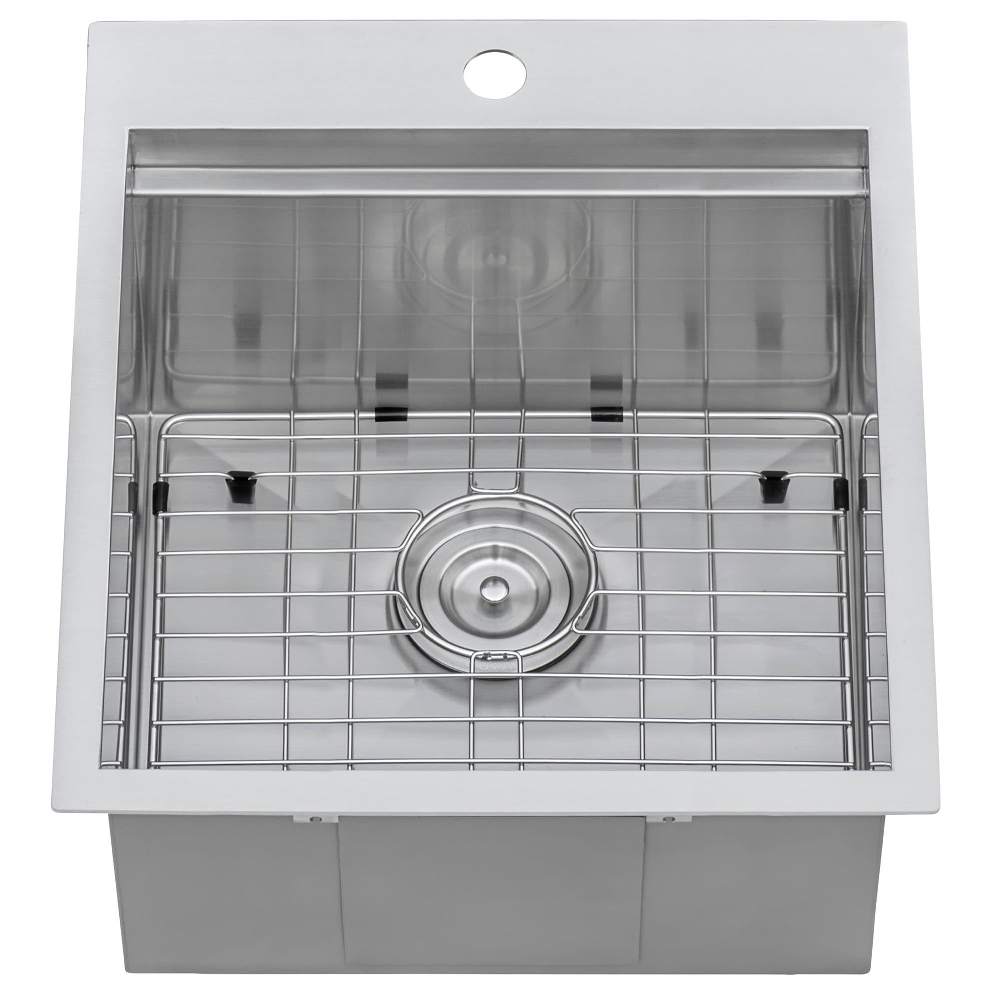 Ruvati 21 x 20 inch RV Workstation Drop-in Topmount Bar Prep Kitchen Sink 16 Gauge Stainless Steel
