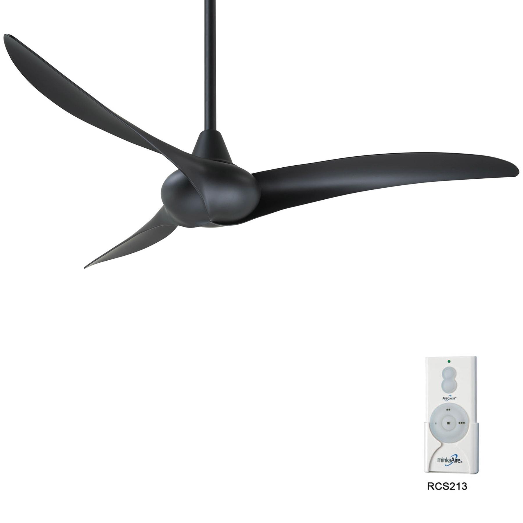 52" Wave 3 -Blade Standard Ceiling Fan with Remote Control and Light Kit Included