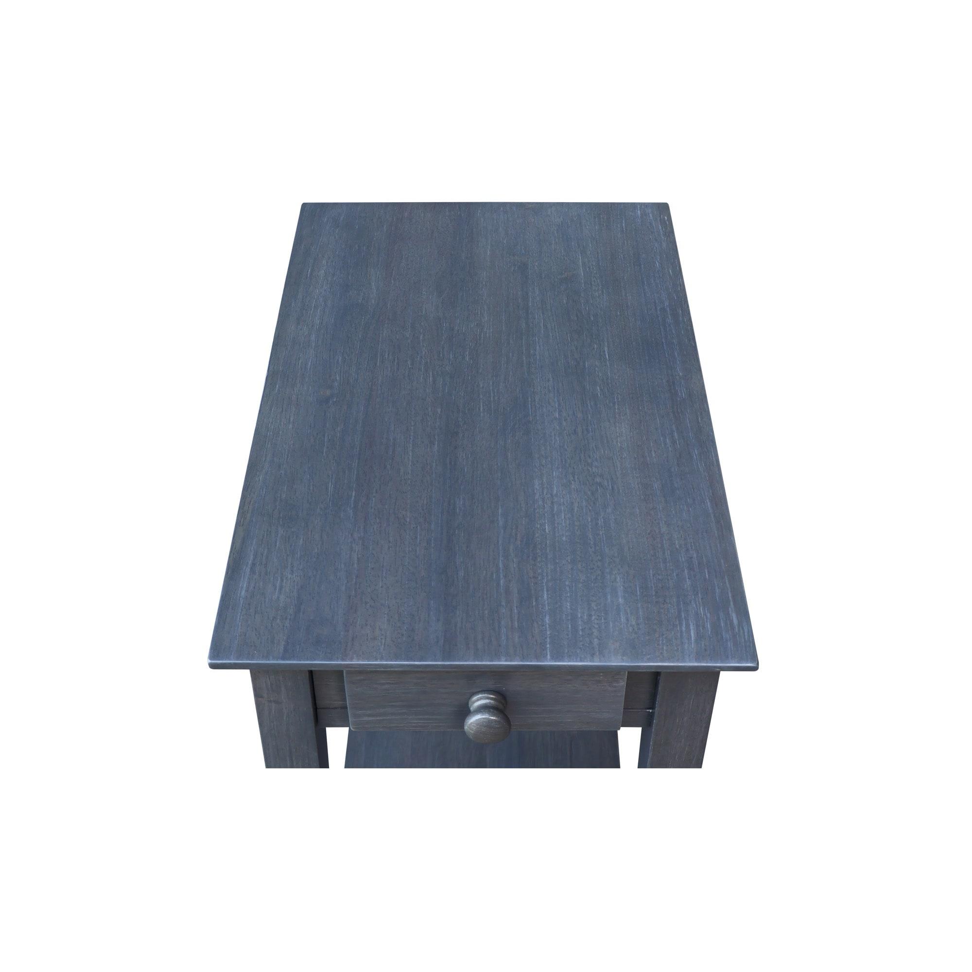 Narrow End Table Heather Gray - International Concepts: Mid-Century Modern Style, Hardwood, Drawer & Shelf