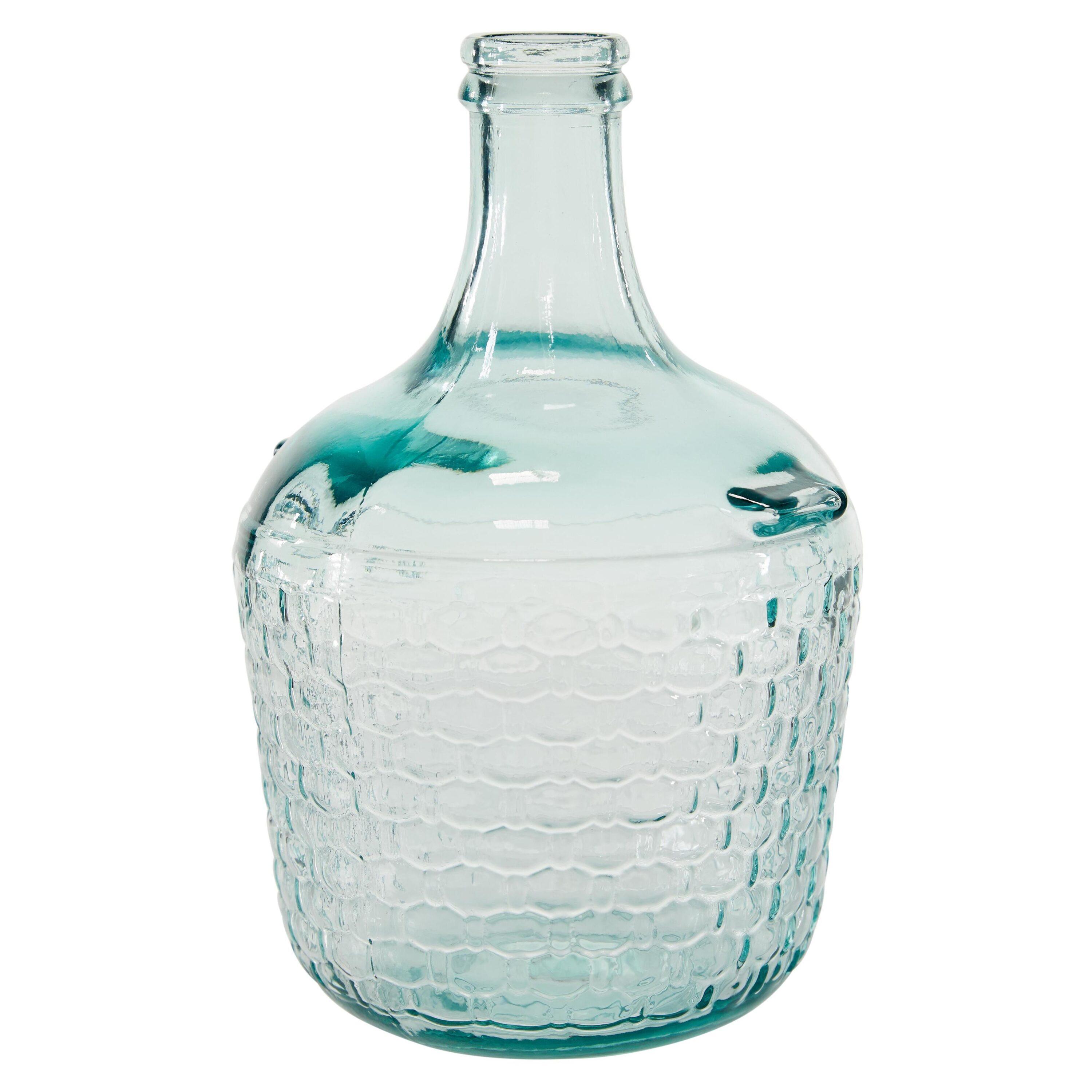 DecMode 12" Spanish Recycled Glass Vase with Bubble Texture