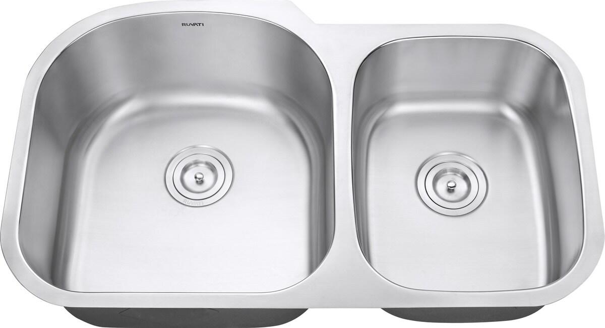 Ruvati 34-inch Undermount 60/40 Double Bowl 16 Gauge Stainless Steel Kitchen Sink