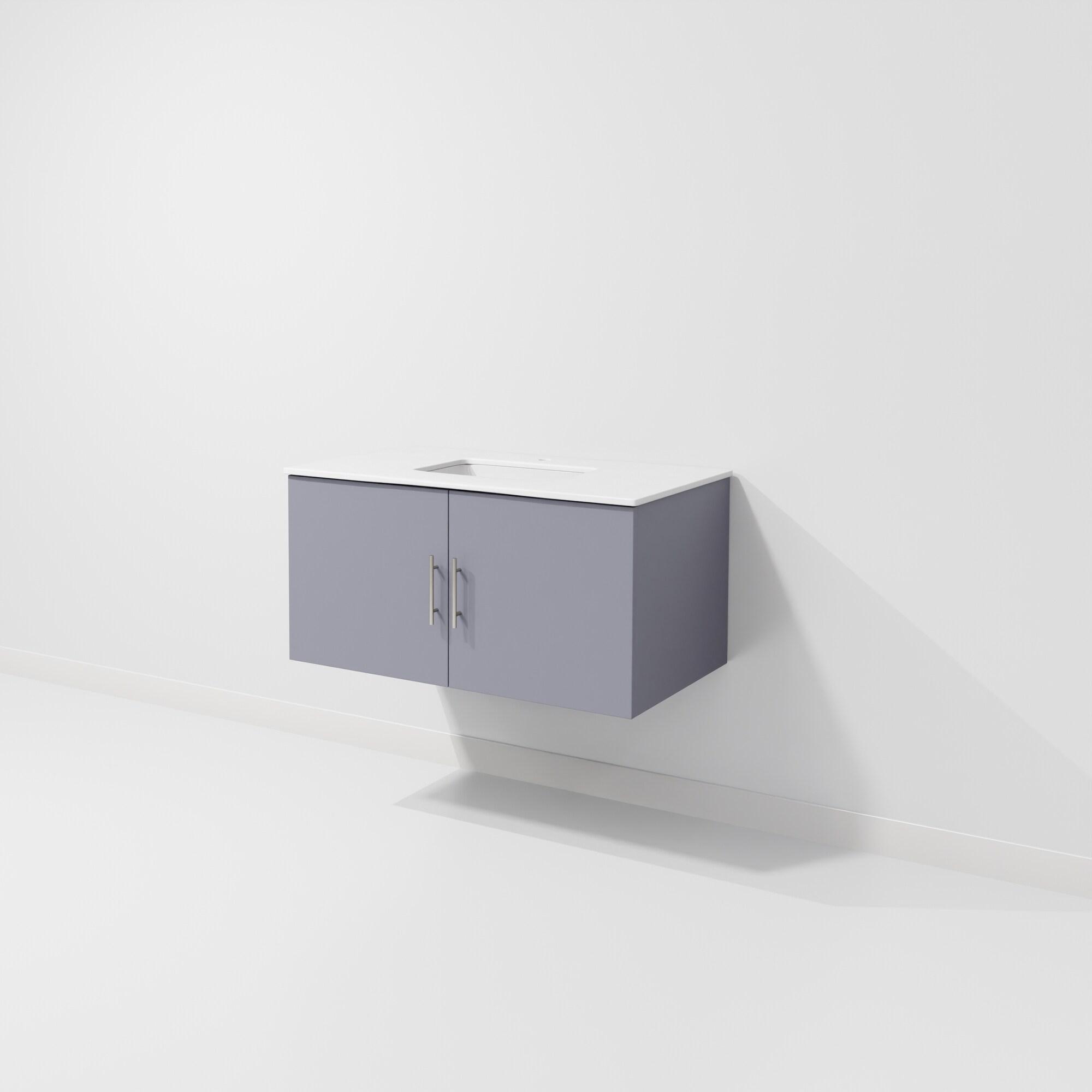 Geneva 36 in. W Dark Grey Bath Vanity and Cultured Marble Top