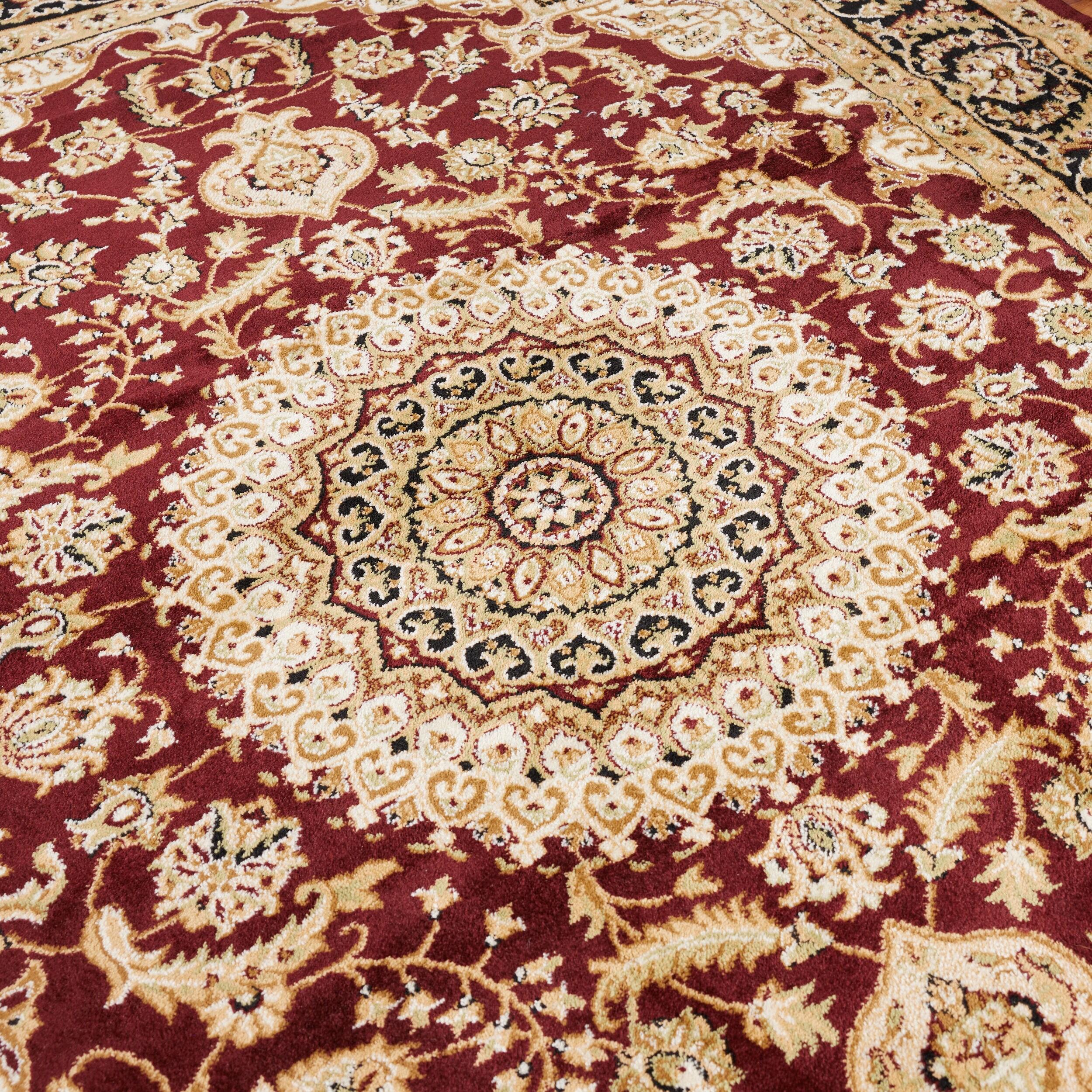 World Rug Gallery Traditional Oriental Medallion Area Rug - Burgundy 7'10" x 10'2"