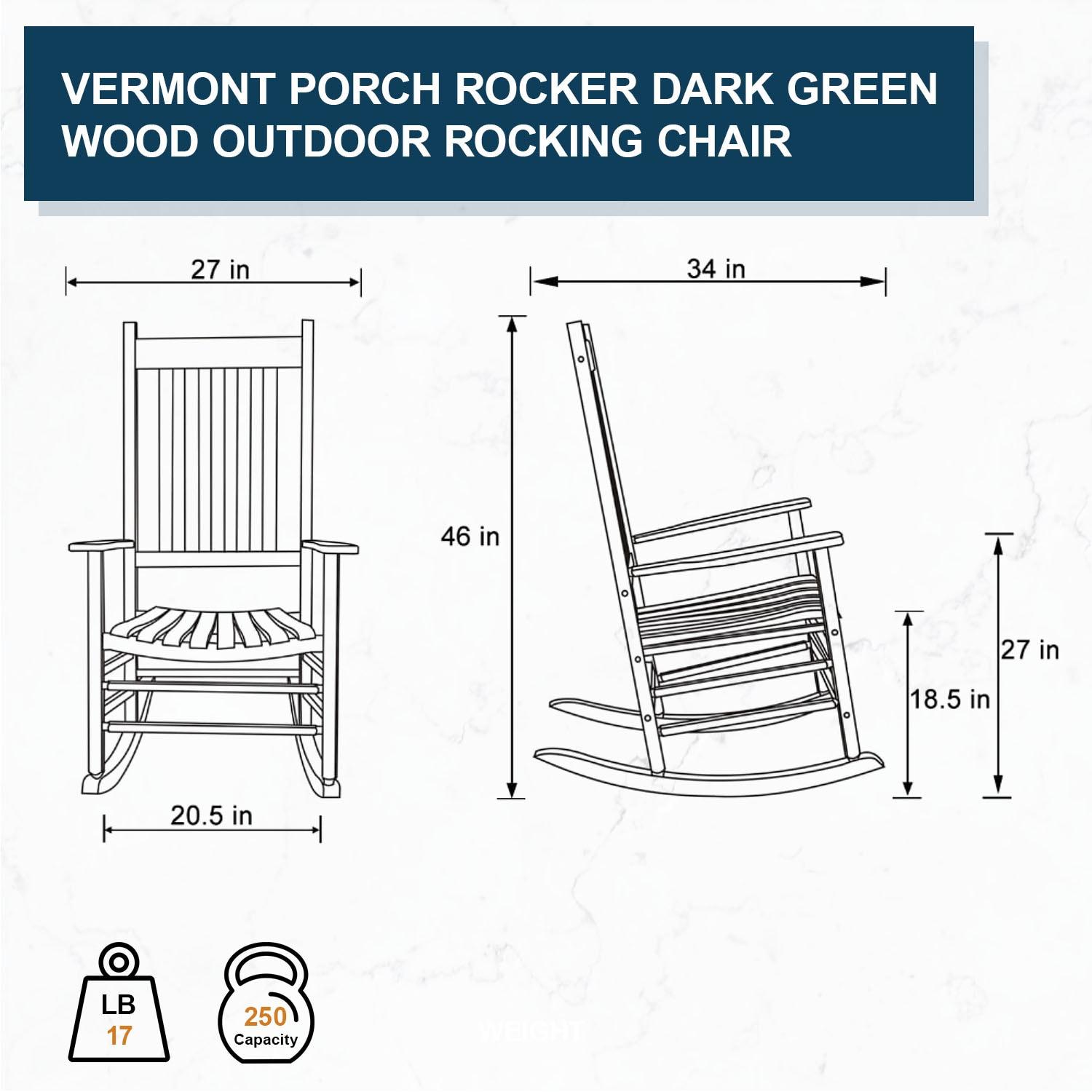 Shine Company Traditional Hardwood Indoor/Outdoor Patio Porch Rocker in Green