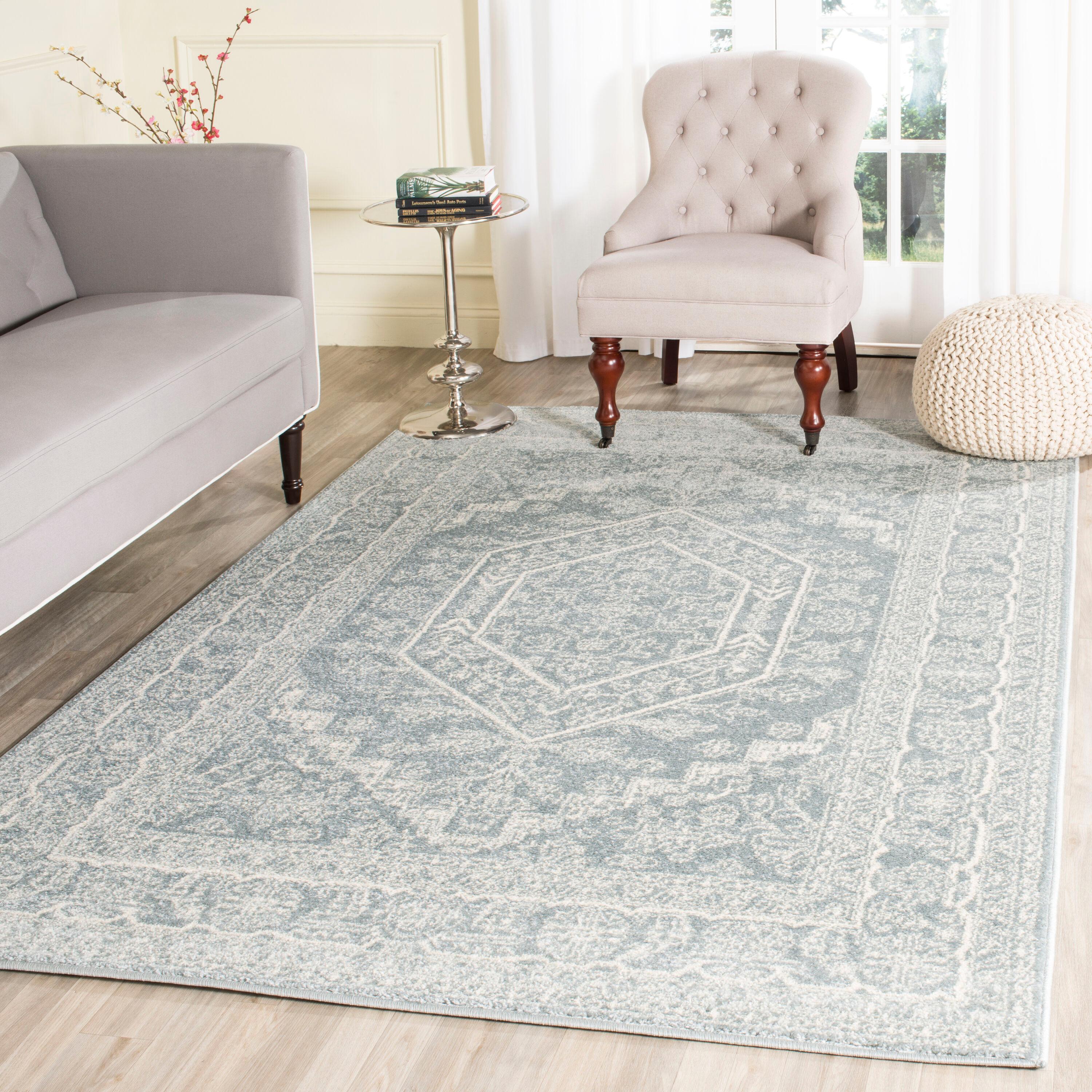 Adirondack ADR108 Power Loomed Area Rug - Slate/Ivory - 6'x6' - Safavieh.