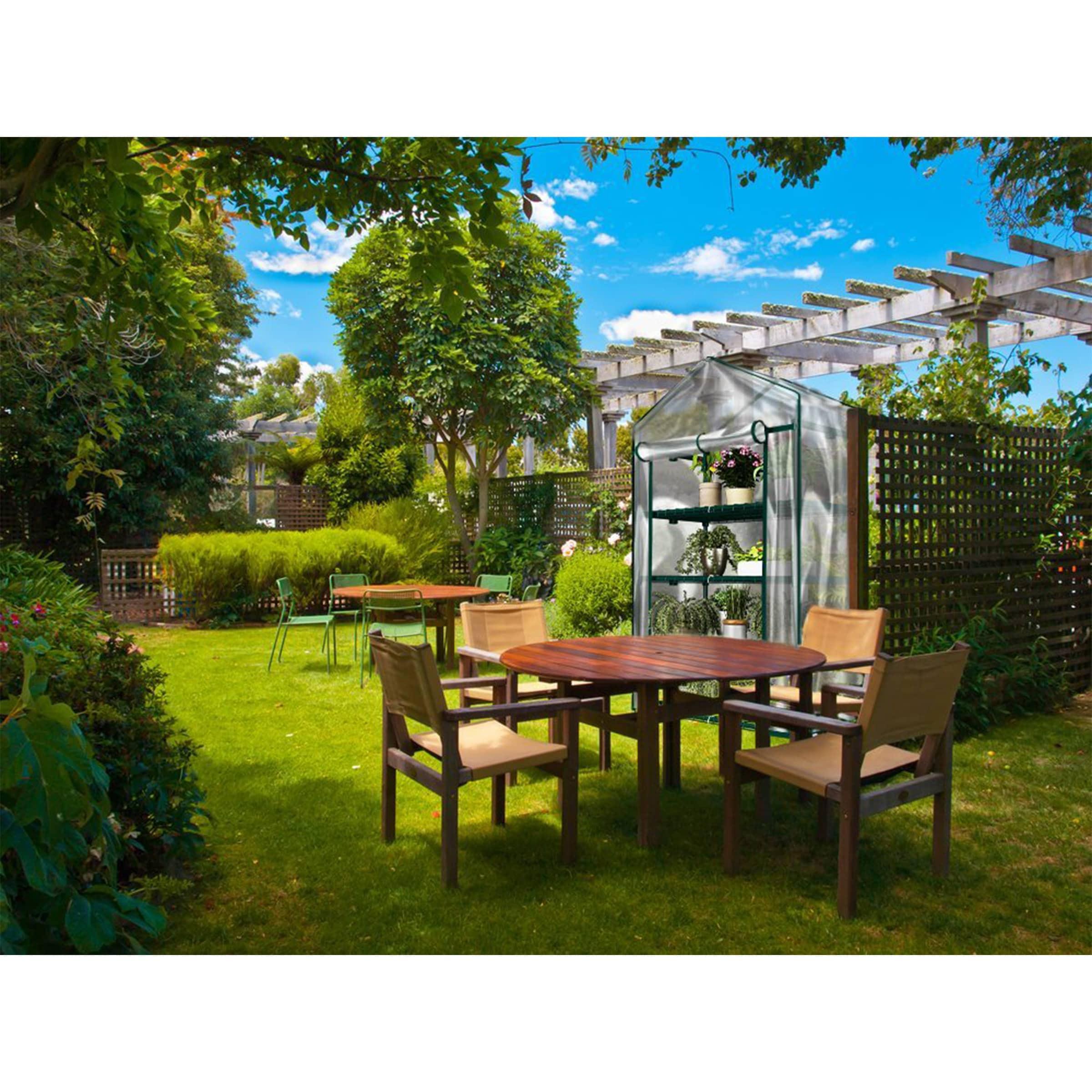 Nature Spring Greenhouse With 4 Shelves, PVC Cover, and Removable Locking Wheels - 19.3" x 63.3"