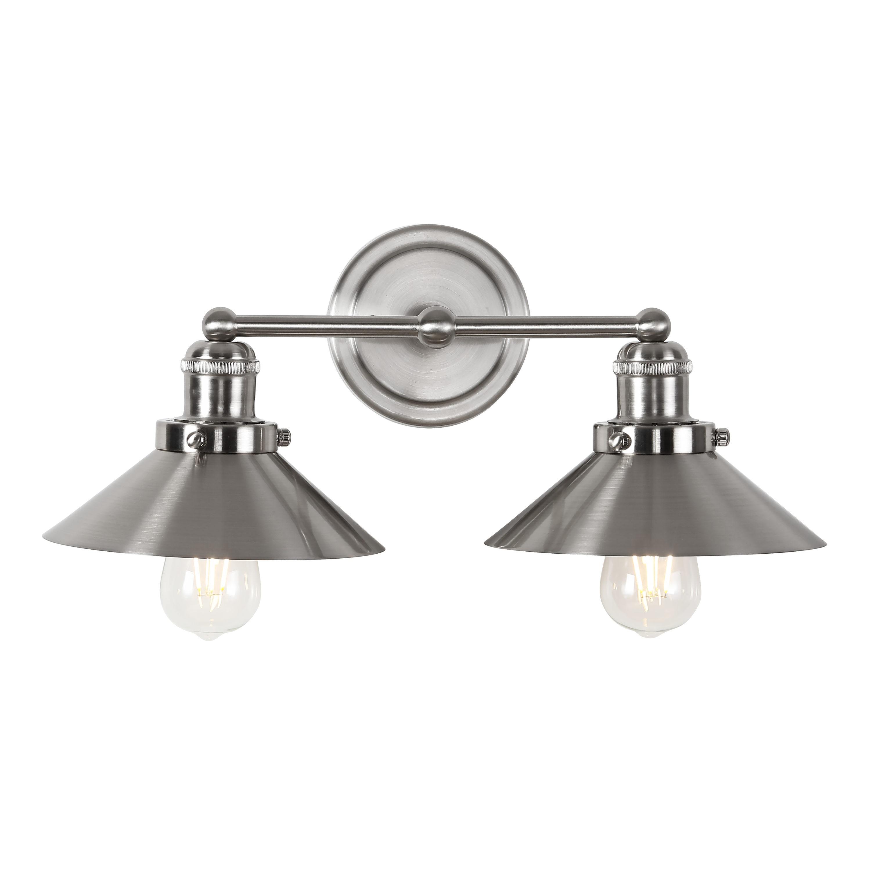 July 17.5 in. 2-Light Nickel Metal Vanity Light