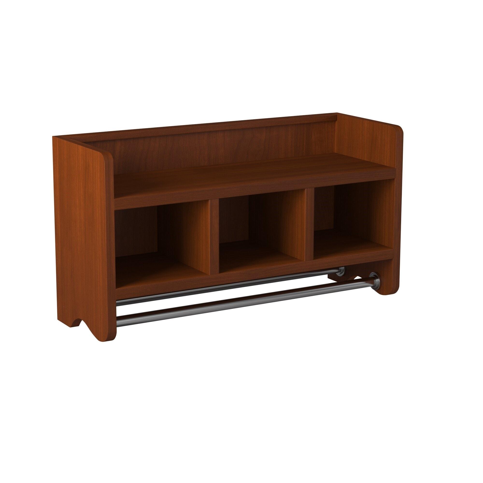 25" Bath Storage Shelf with Towel Rod, Chestnut