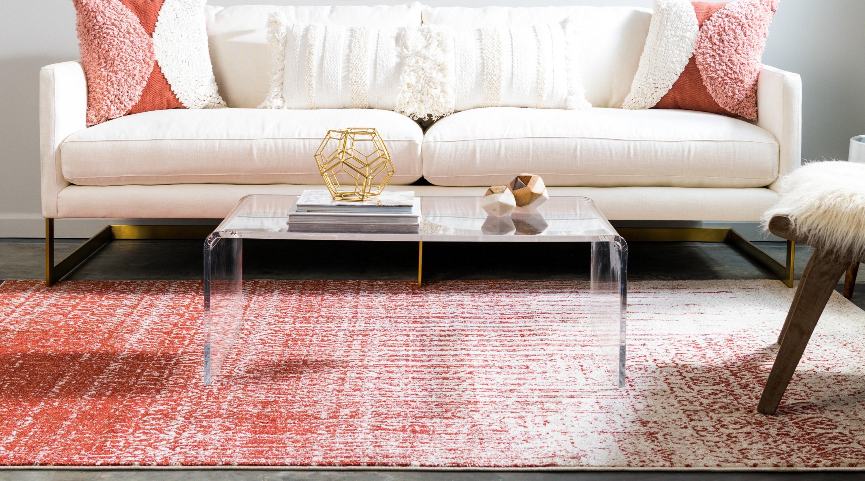 Unique Loom Del Mar Collection Area Rug - Jennifer (10' x 13' 1" Rectangle Red/Beige)