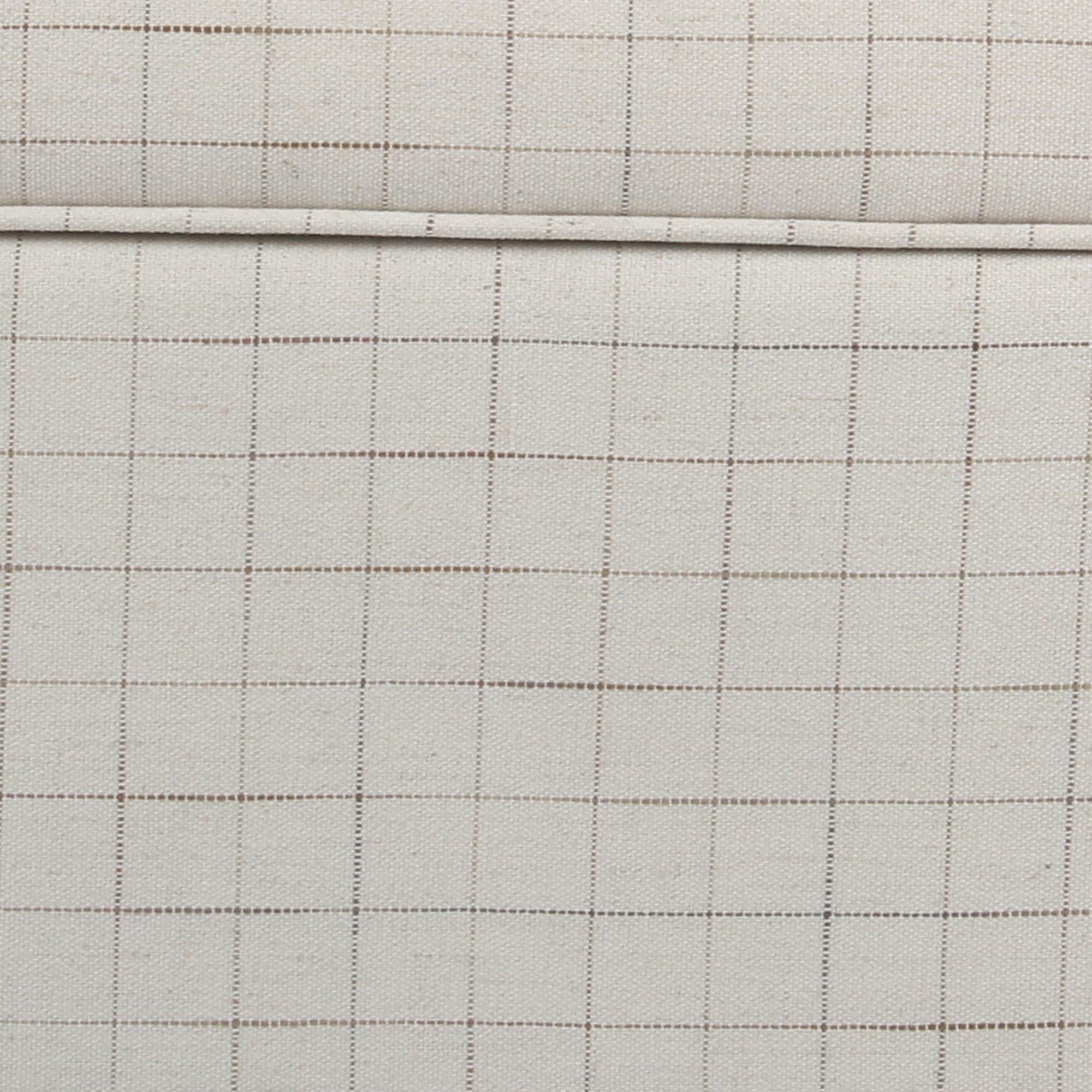 Benzara Wooden Square Ottoman with Grid Patterned Fabric Upholstery and Hidden Storage, Beige and Brown