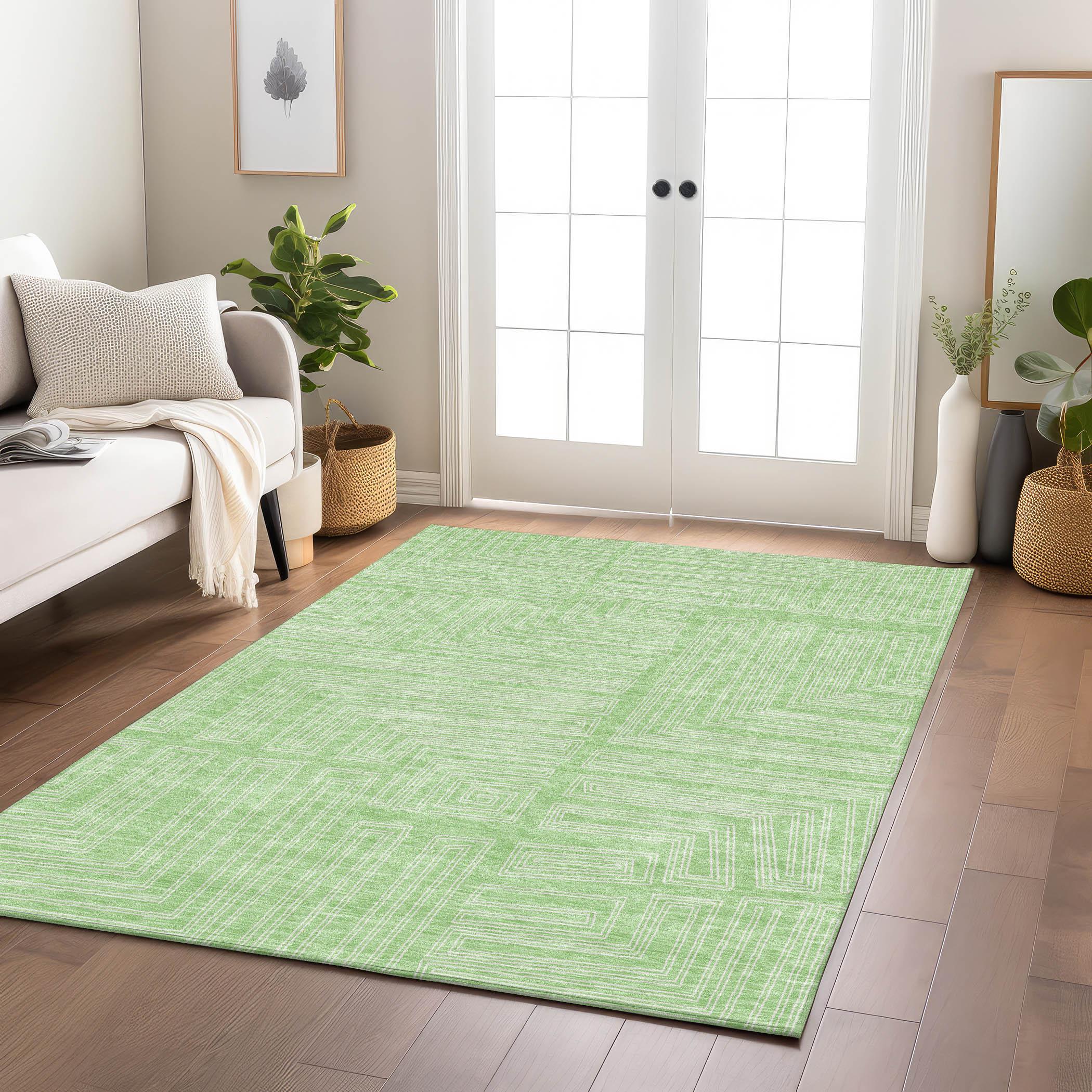 Addison Rugs Chantille Indoor/Outdoor Transitional Geometric, Abstract Mint Washable Rectangle Rug, 2'6" x 3'10"
