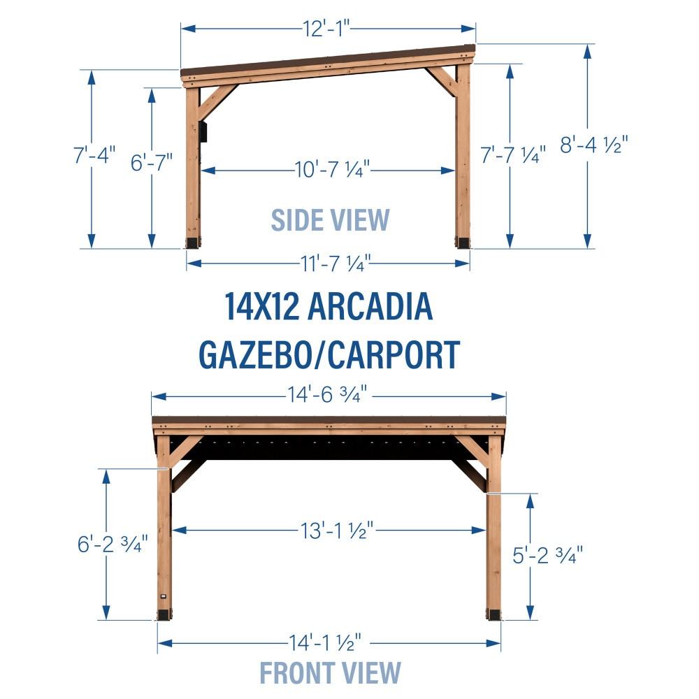 Backyard Discovery Arcadia 14'x12' Cedar Wood Gazebo, Galvanized Steel Roof, PowerPort