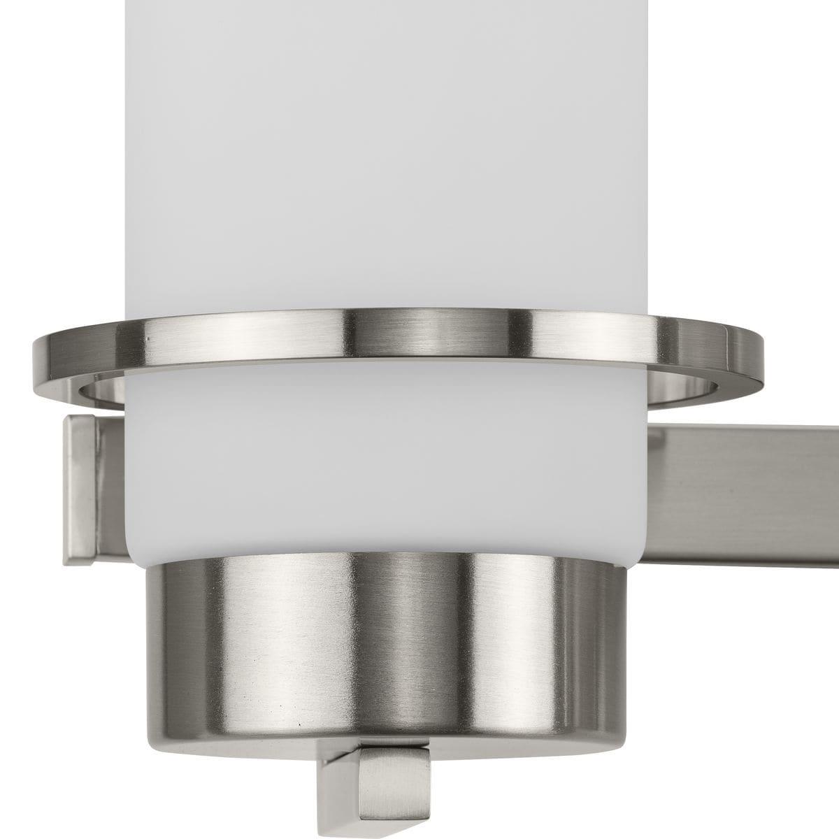 Progress Lighting Reiss 3-Light Vanity Light, Brushed Nickel, White Glass Shade