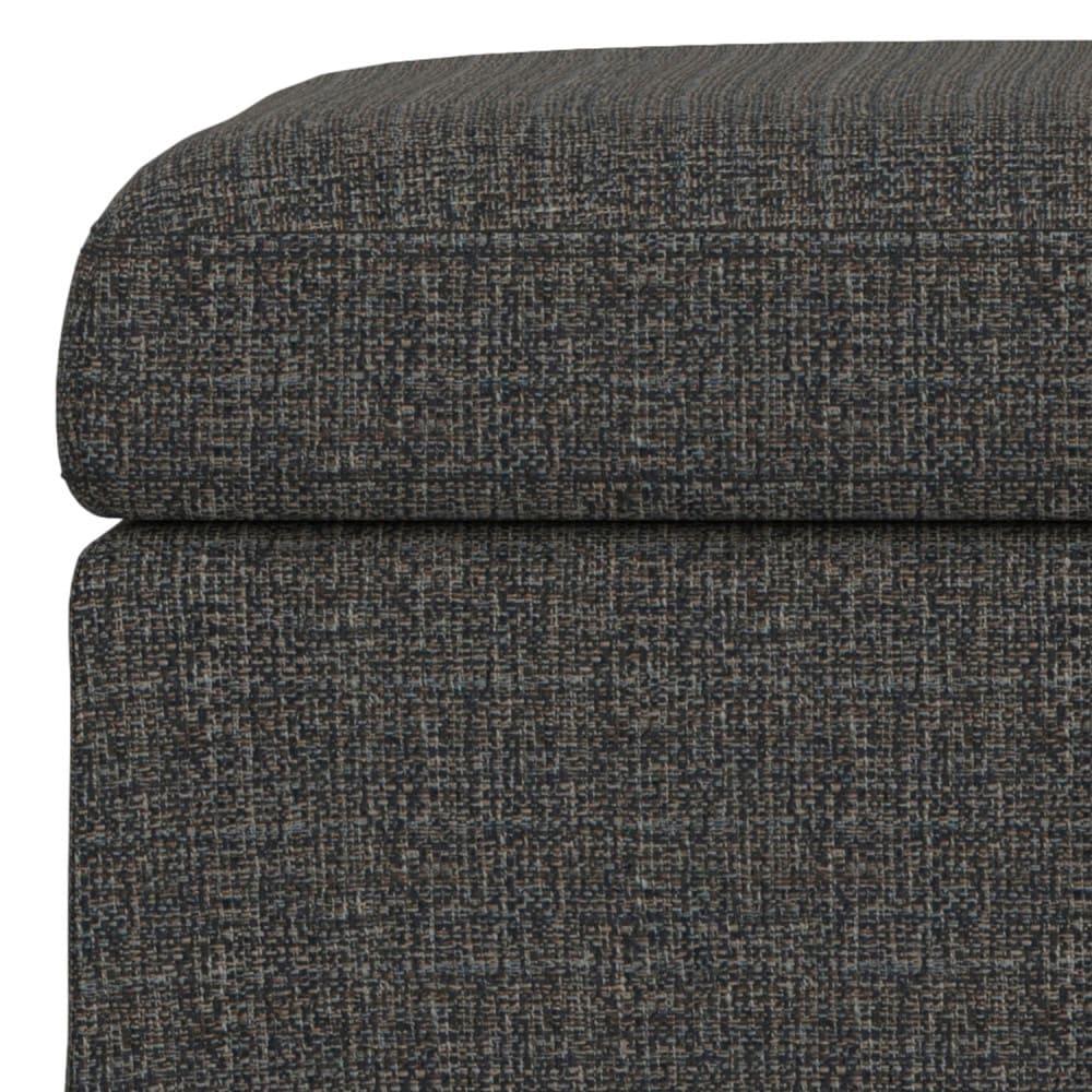 Simpli Home Owen 36"W Upholstered Square Coffee Table Storage Ottoman with Lift Top and Solid Wood Legs