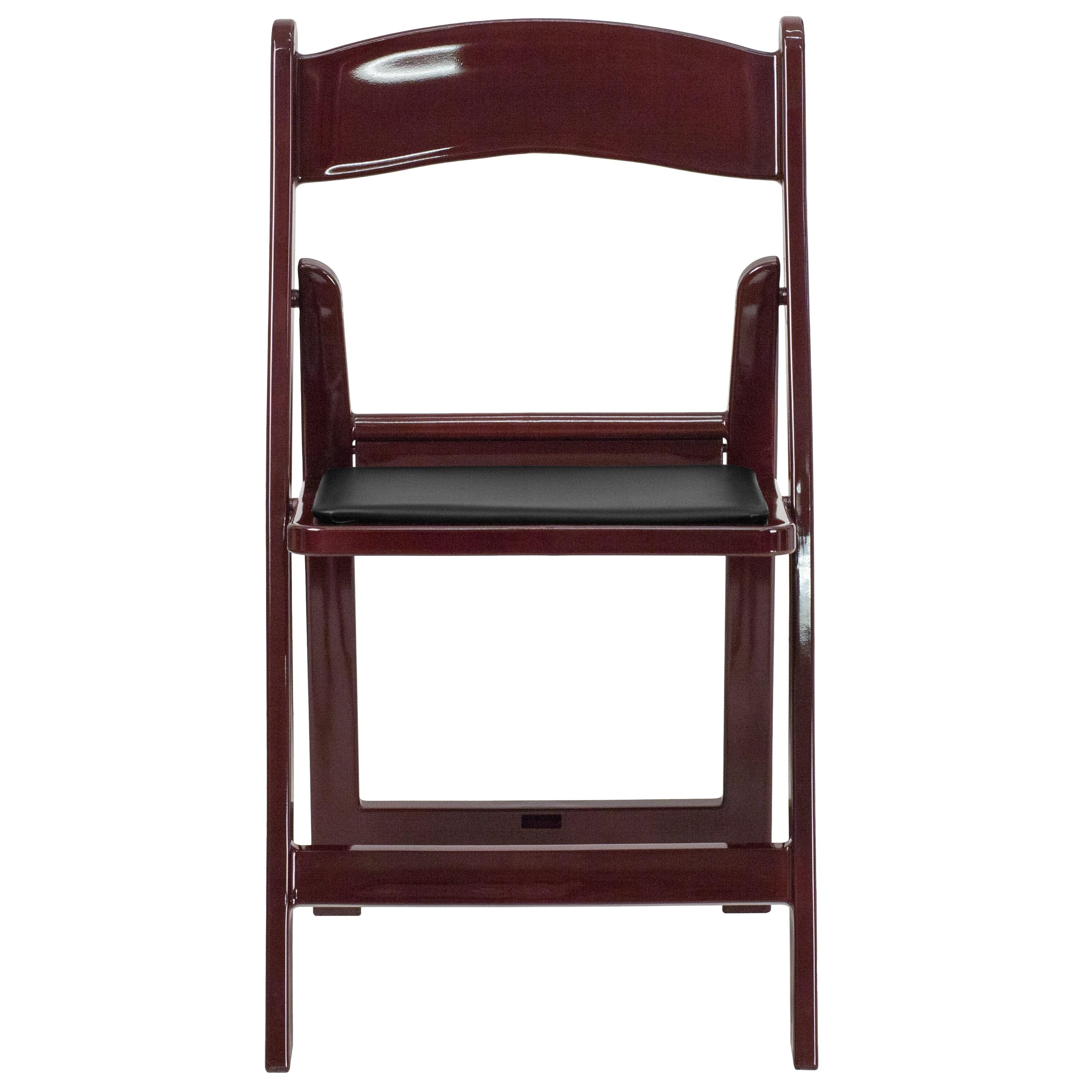 Flash Furniture Hercules Folding Chair - Red Mahogany Resin - 4 Pack 800LB Weight Capacity Comfortable Event Chair - Light Weight Folding Chair