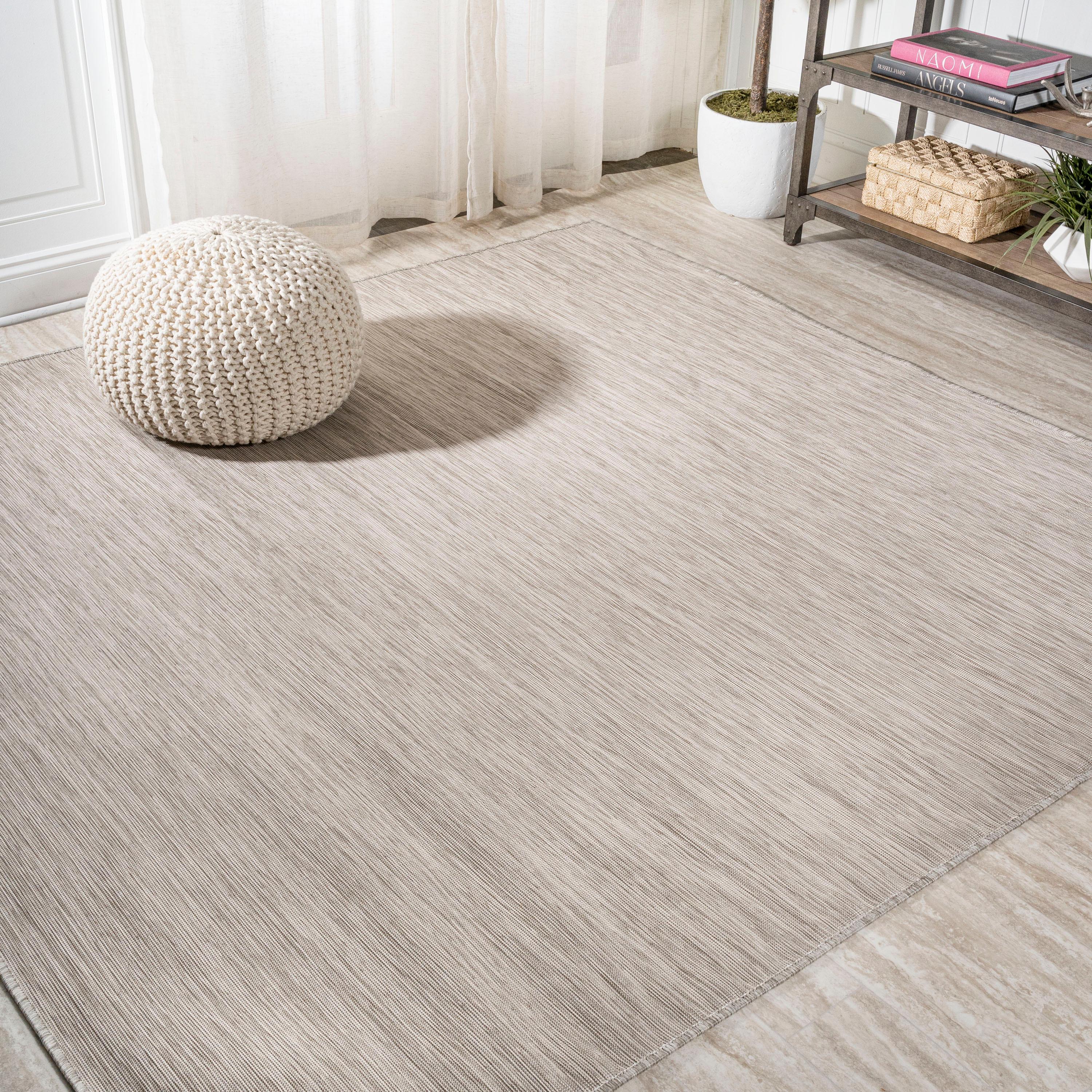 6'x6' Ethan Modern Flatweave Solid  Area Rug, Light Gray - JONATHAN Y