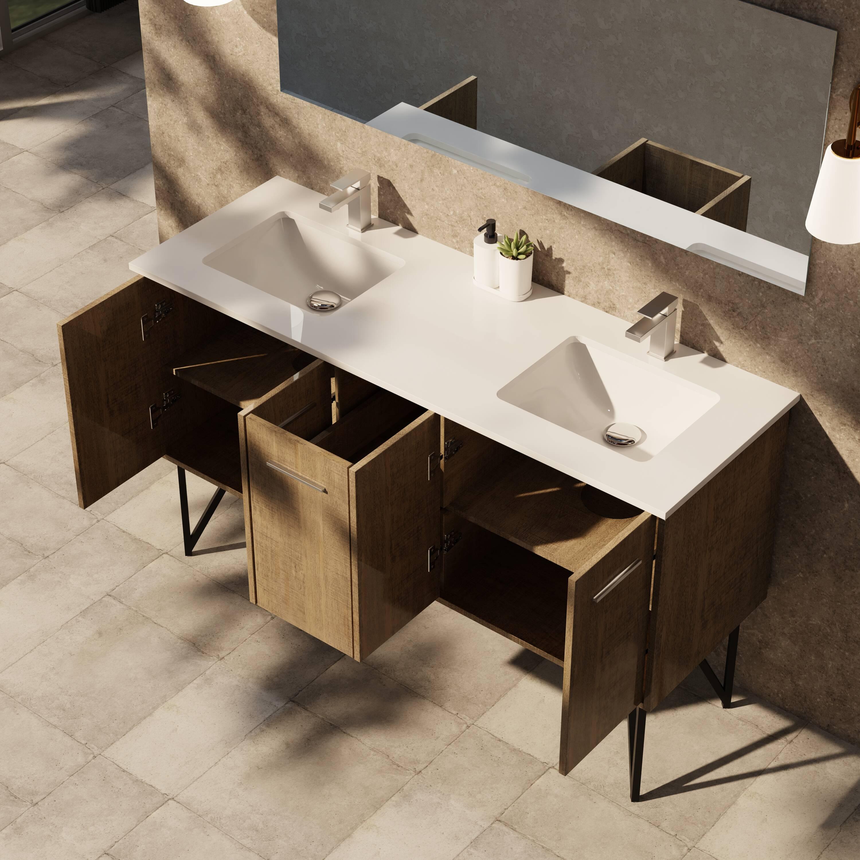 Lancy 60'' Double Bathroom Vanity with Cultured Marble Top