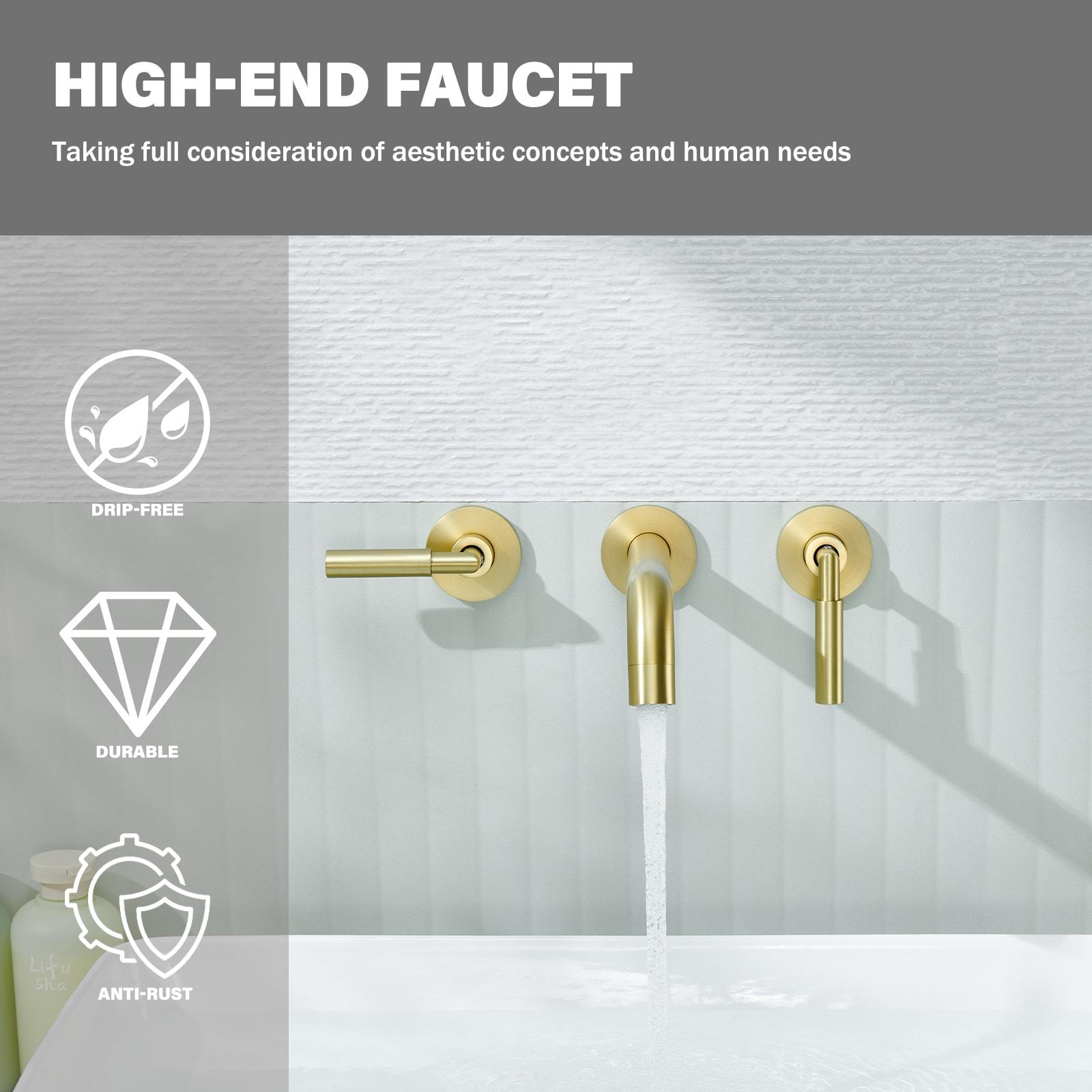 10.08" Widespread Bathroom Faucet 3 Hole, 2-handle Bathroom Sink Faucet with Drain Assembly