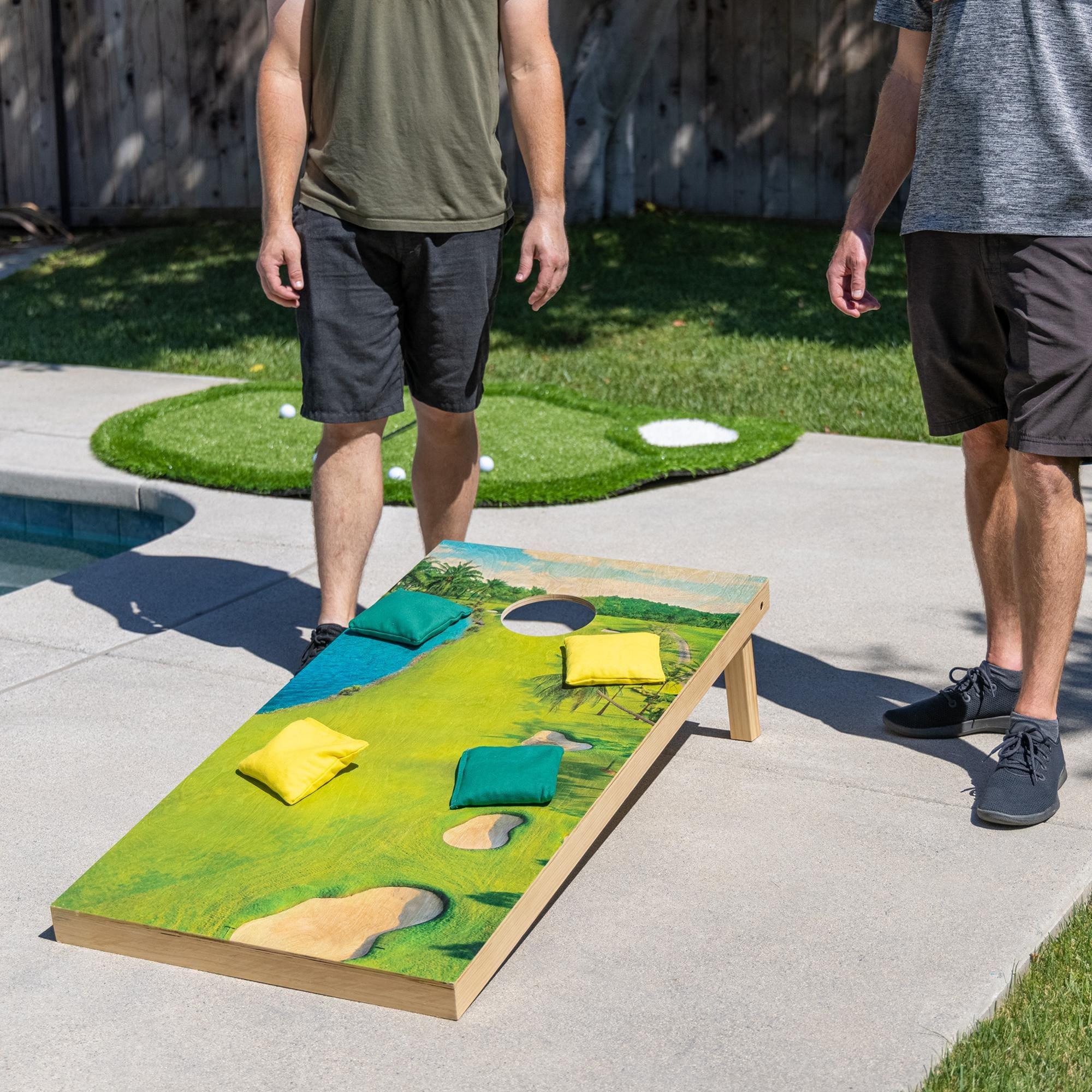 Gosports 4'x2' Reguation Size Premium Wood Cornhole Set - Golf Themed Design