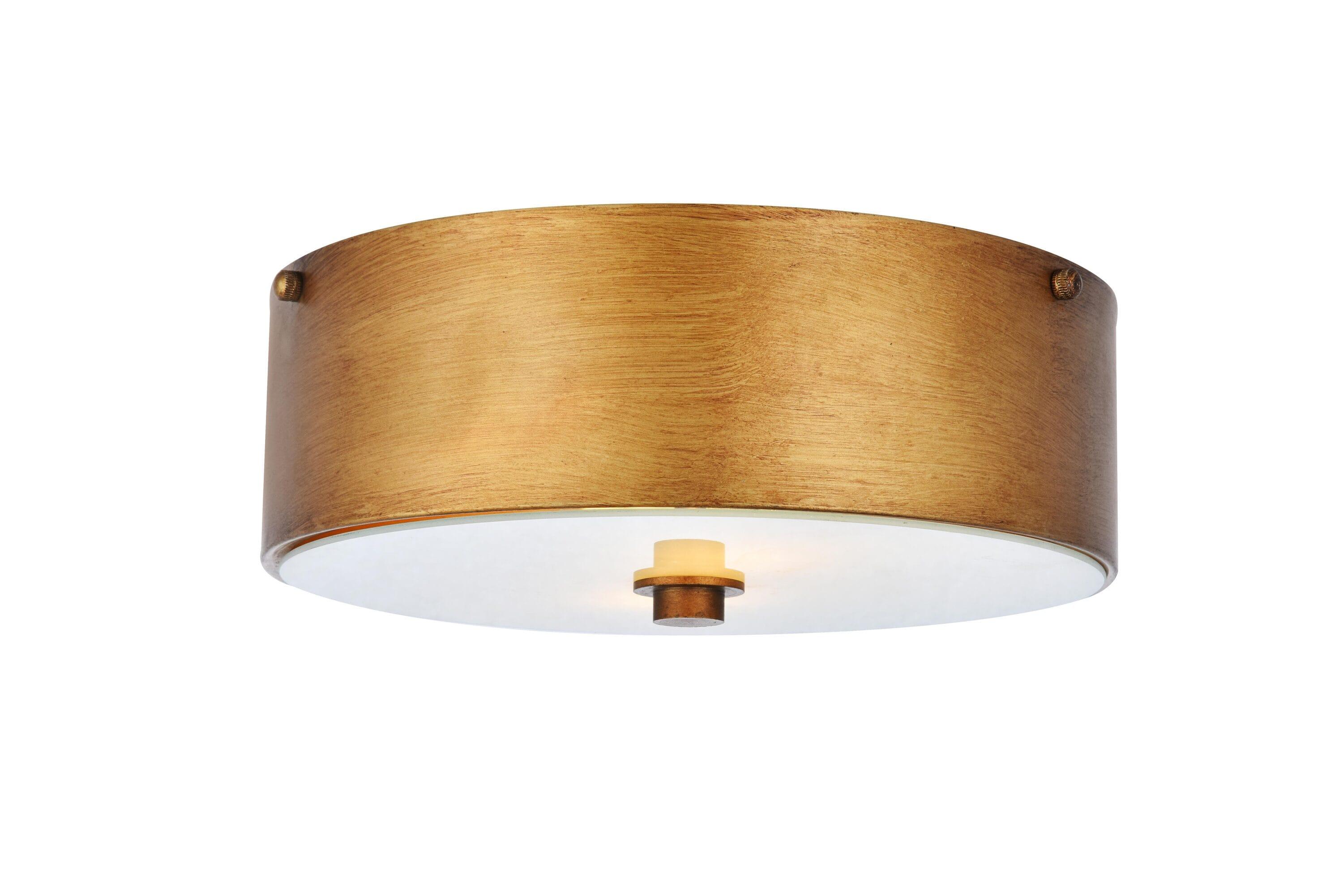 Elegant Lighting Hazen 2 light 12 inch Vintage Gold flush mount