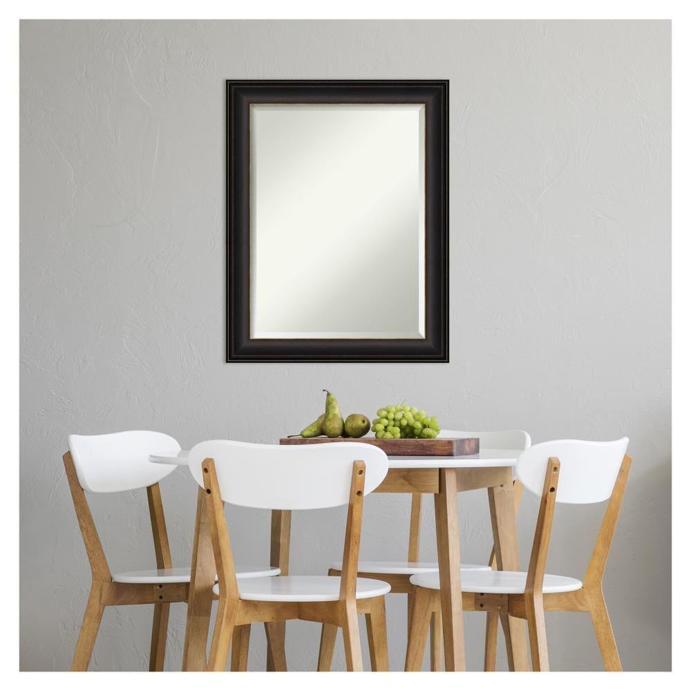 22" x 28" Trio Oil Rubbed Framed Bathroom Vanity Wall Mirror Bronze - Amanti Art: Modern Rectangle, Beveled Glass, Wall Mount