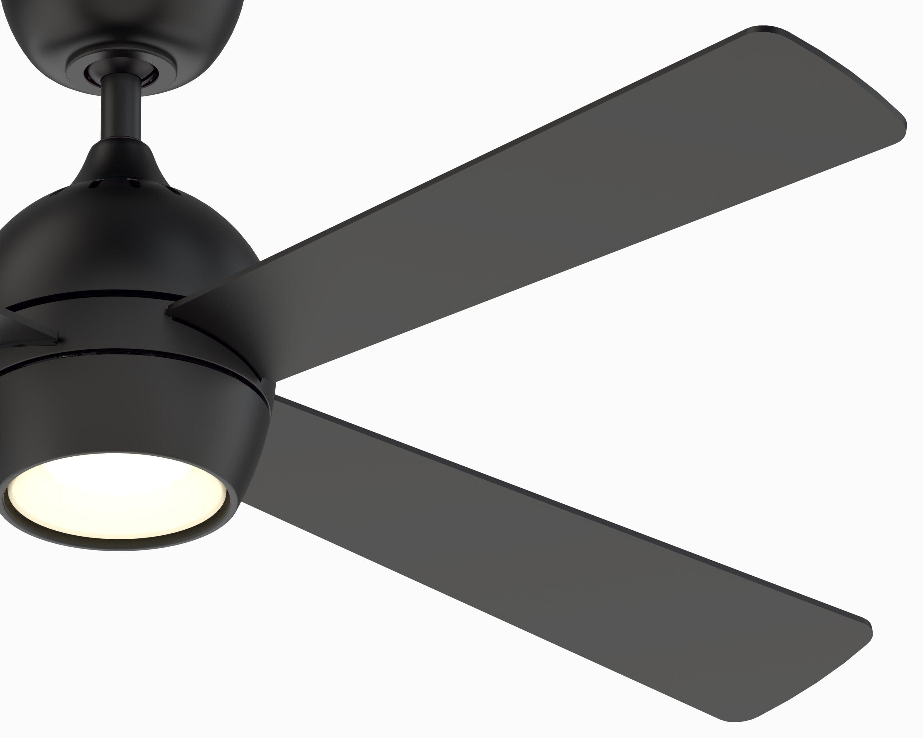Indi Ceiling Fan + Light - Matte Black / 52"