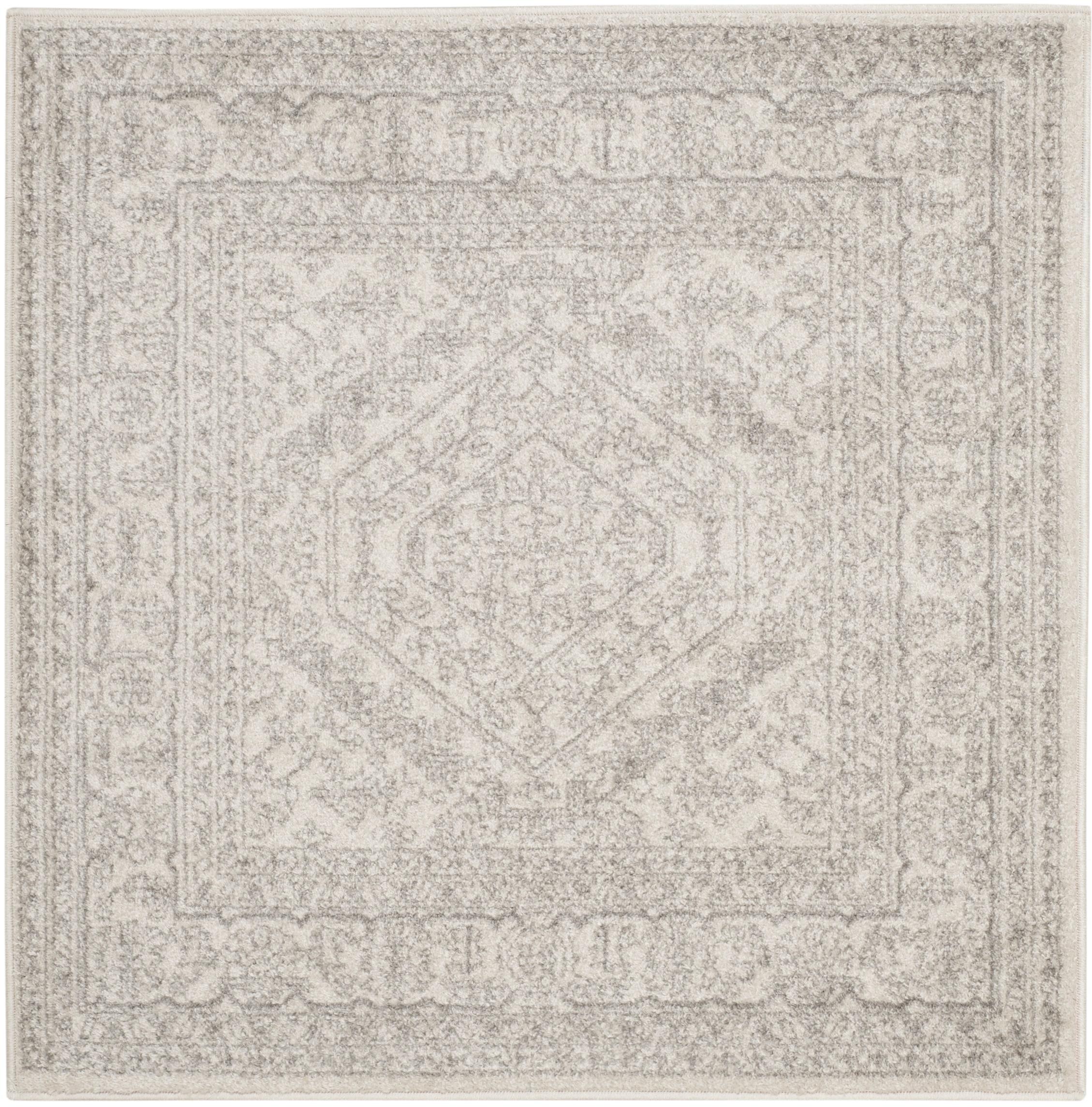Adirondack ADR108 Power Loomed Area Rug - Ivory/Silver - 4'x4' - Safavieh.