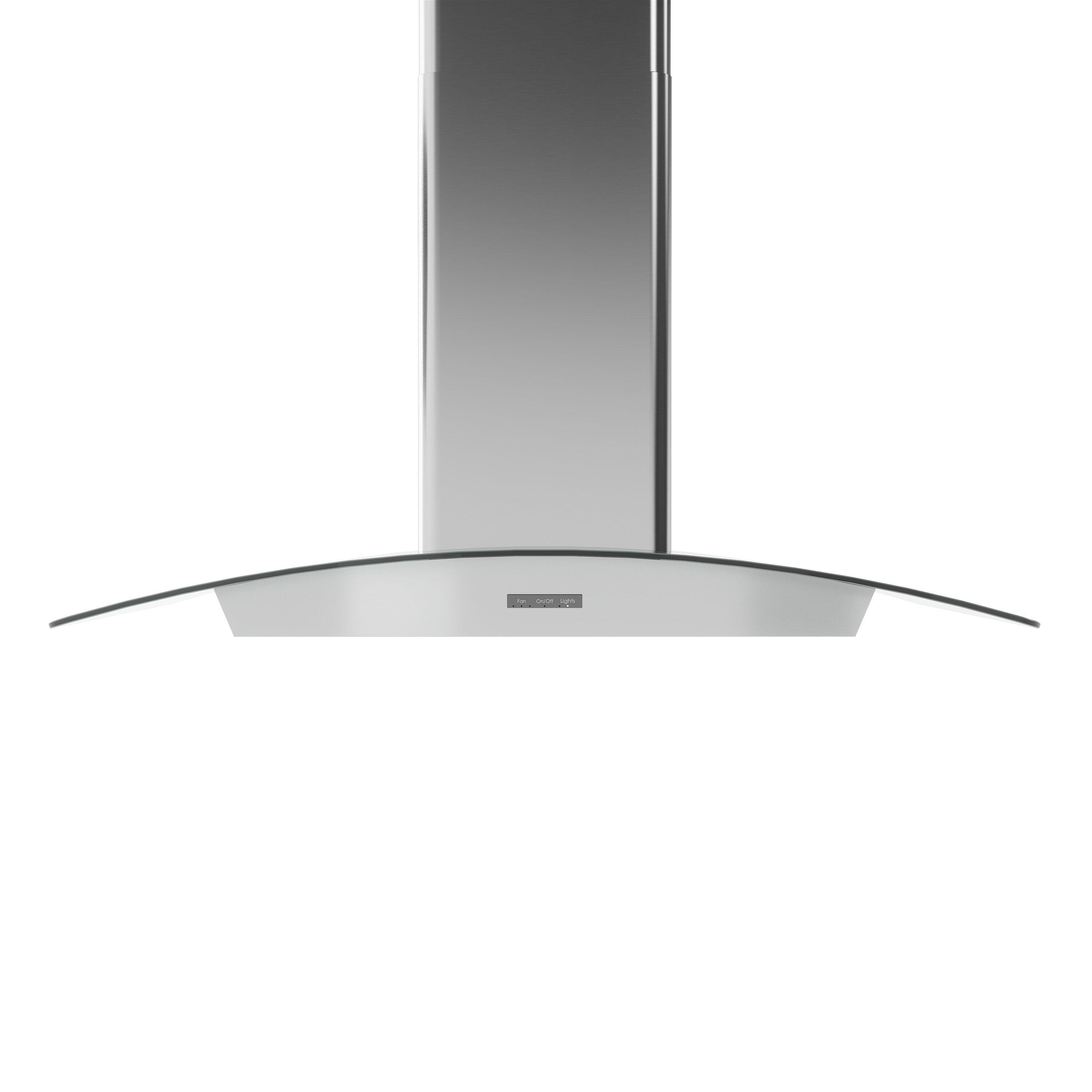 36" Brisas 600 CFM Convertible Wall Mount Range Hood in Silver with Nightlight