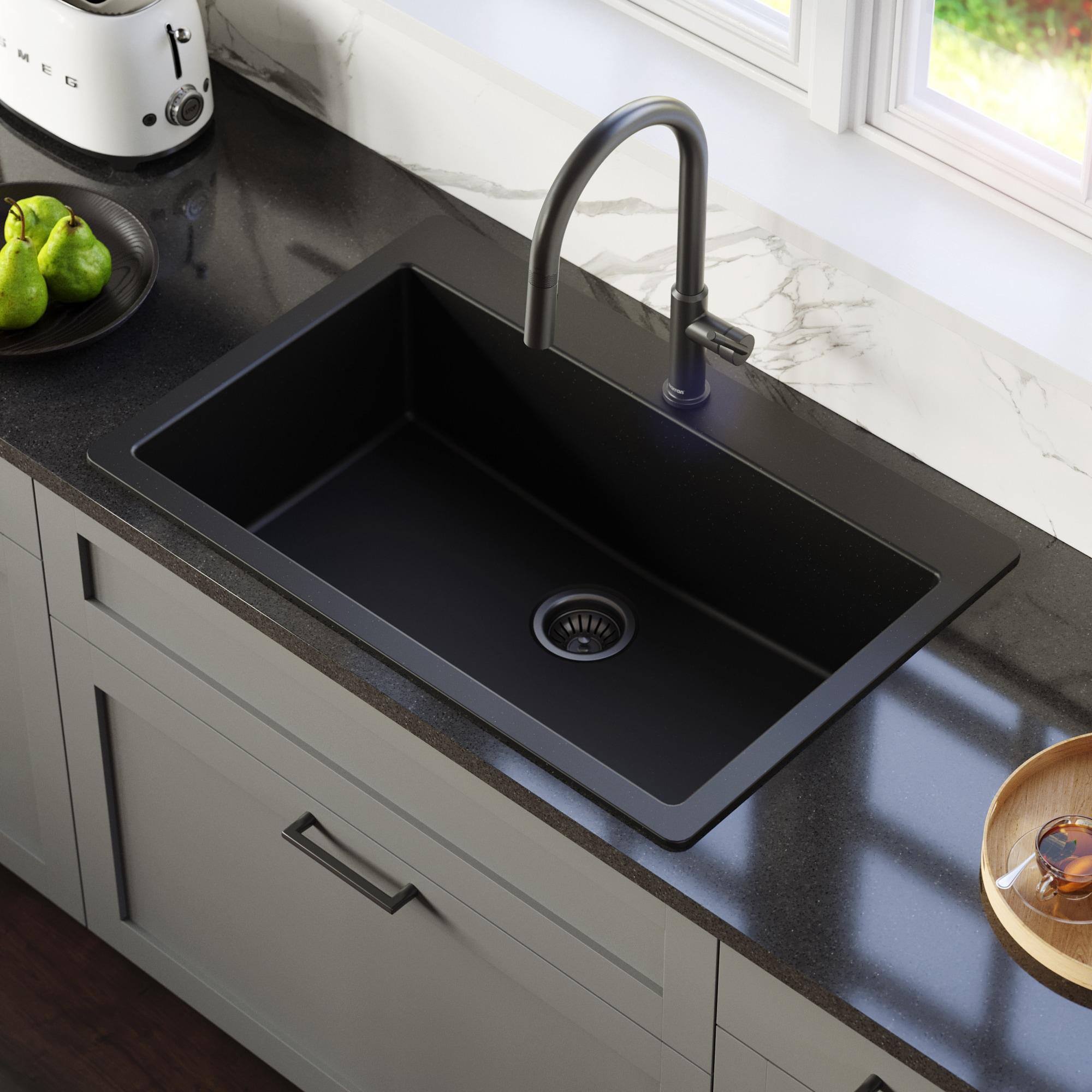 Karran Quartz 33'' X 22'' Large Single Bowl Drop-in Kitchen Sink