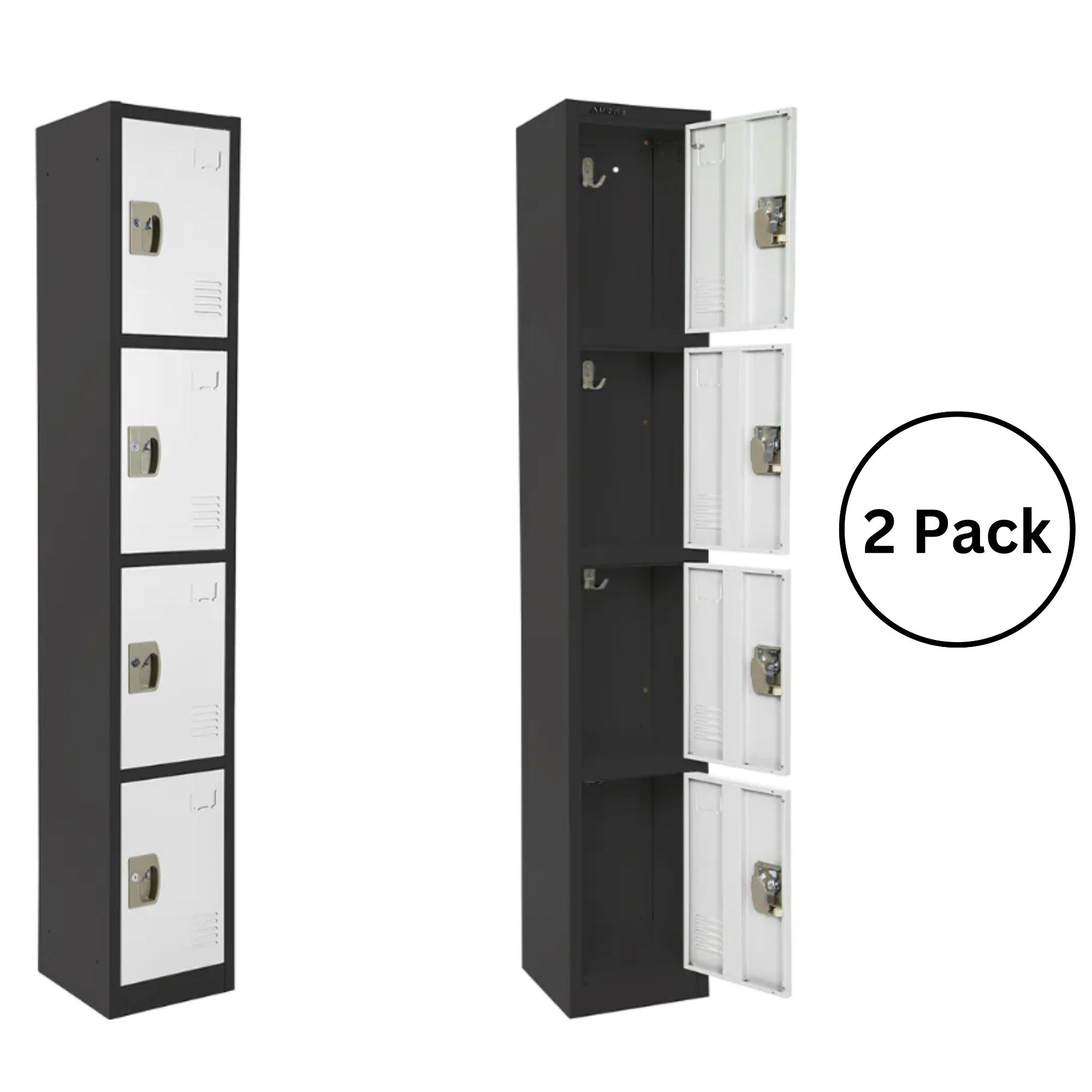 12'' Wide Steel 4-Tier School and Gym Locker (Set of 2)