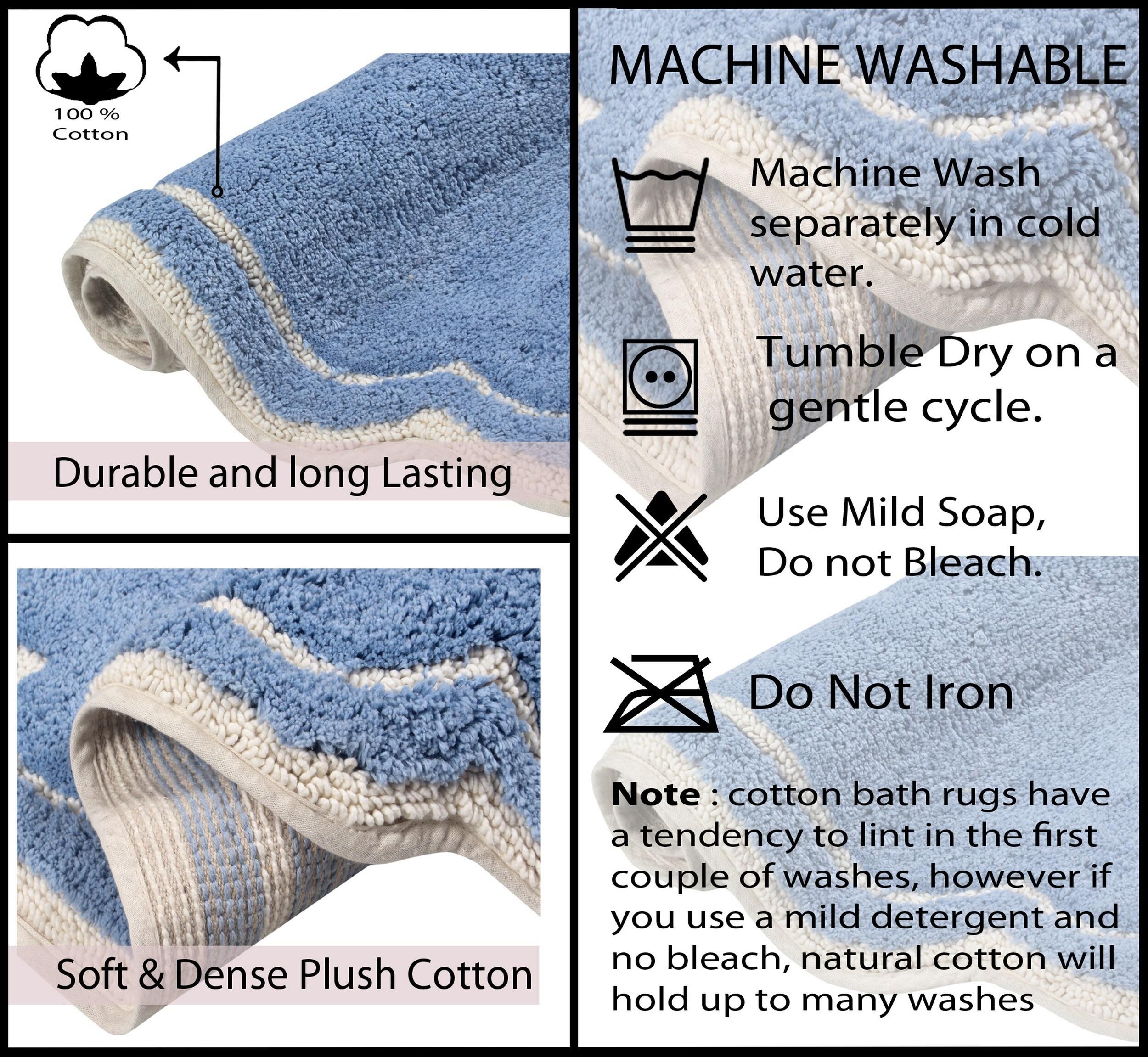 Home Weavers Inc Home Weavers Allure Collection Absorbent Cotton, Machine Washable and Dry Bath Rugs Blue 21"x34"