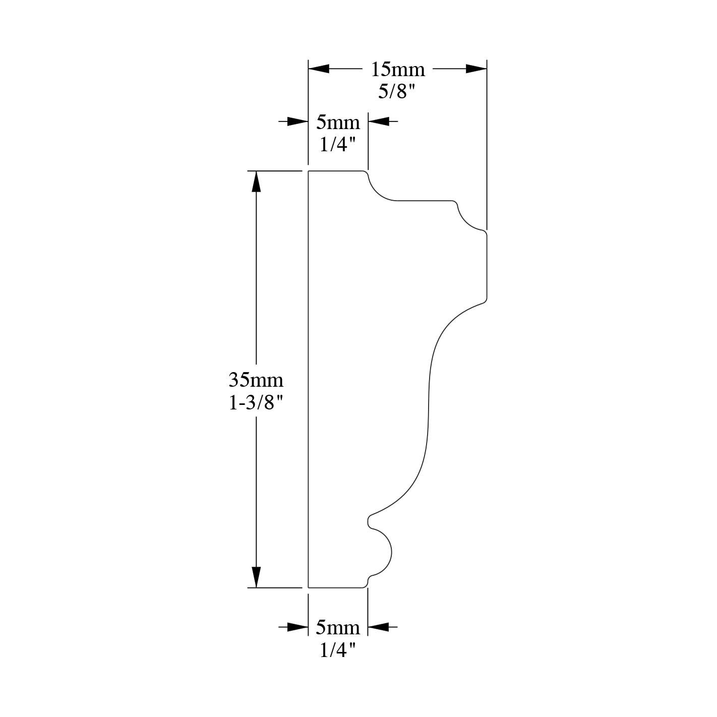 1.375'' H x 78'' W x 0.625'' D Plastic Chair Rail (Set of 12)